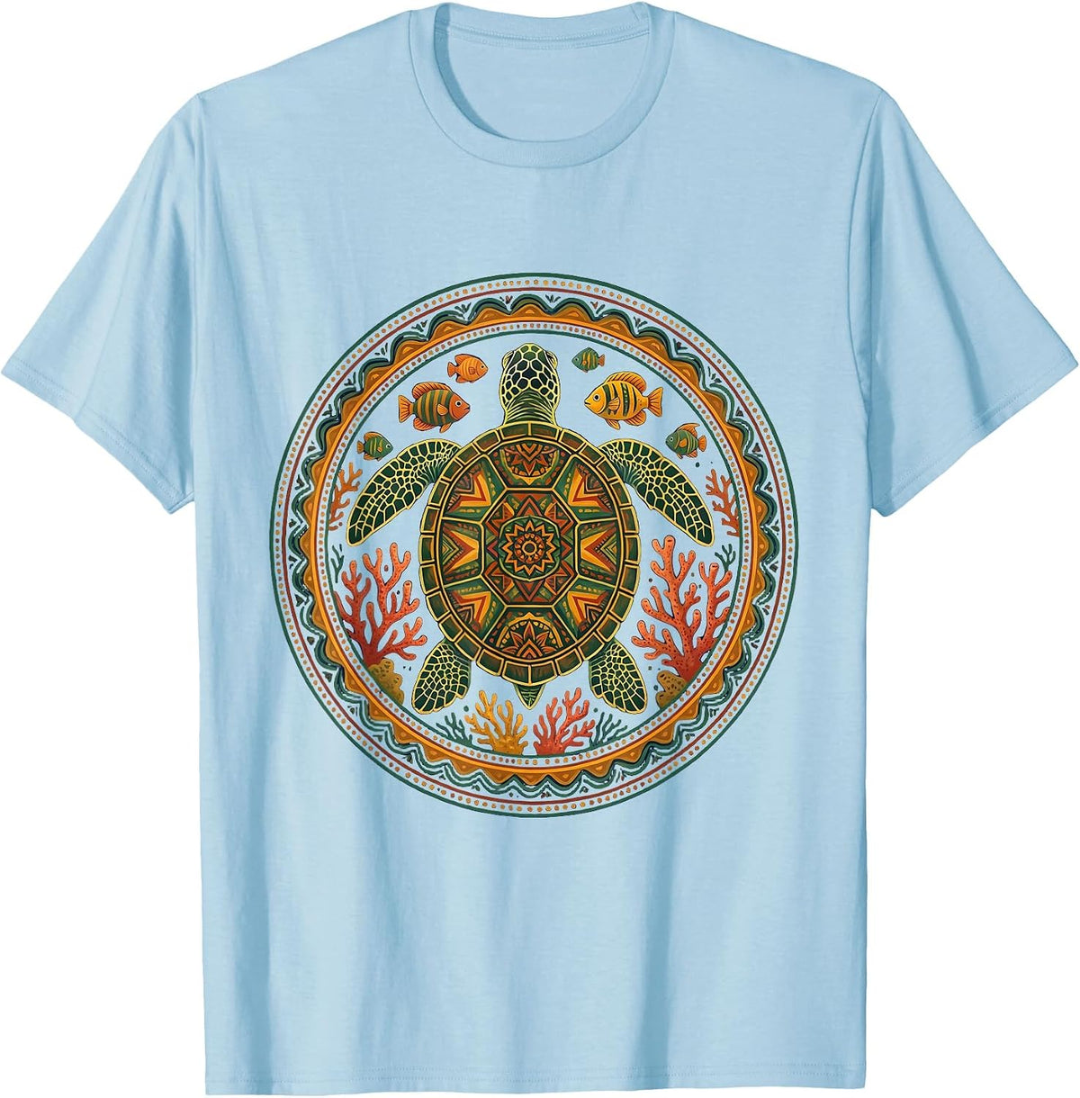 Men's Ecuador Sea Turtle Coral Reef Graphic T-Shirt - Baby Blue