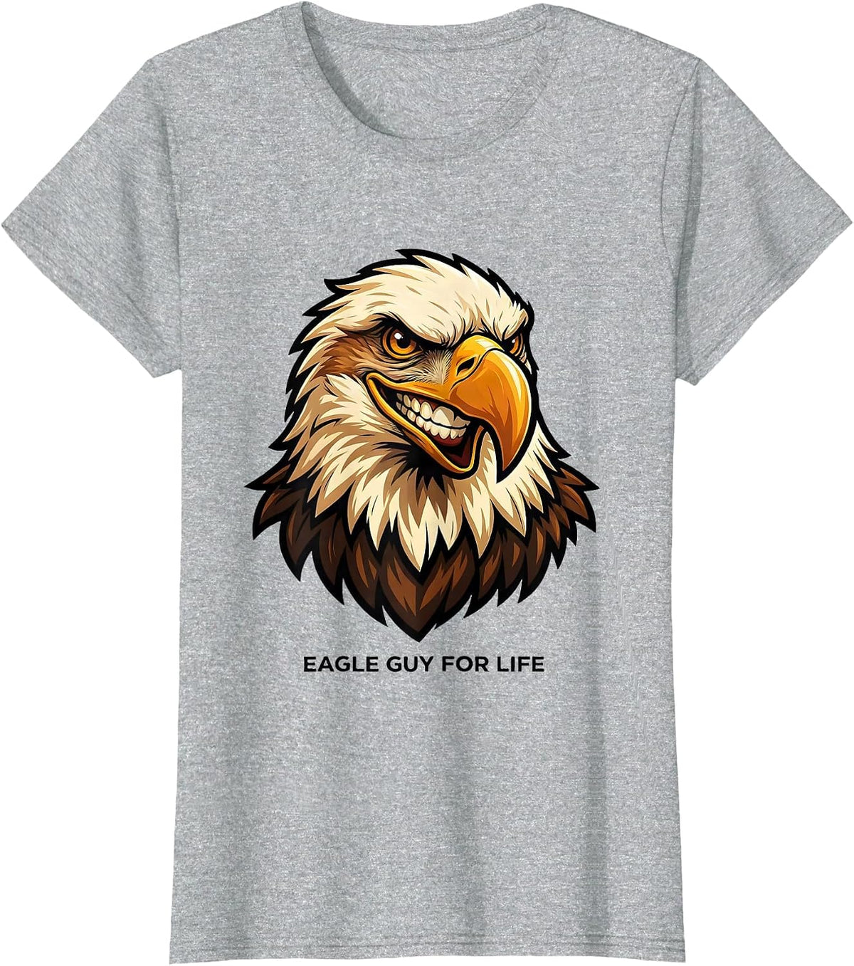 Eagle Guy For Life Bold Cartoon Eagle Mascot Pride Faith T-Shirt - Heather Grey