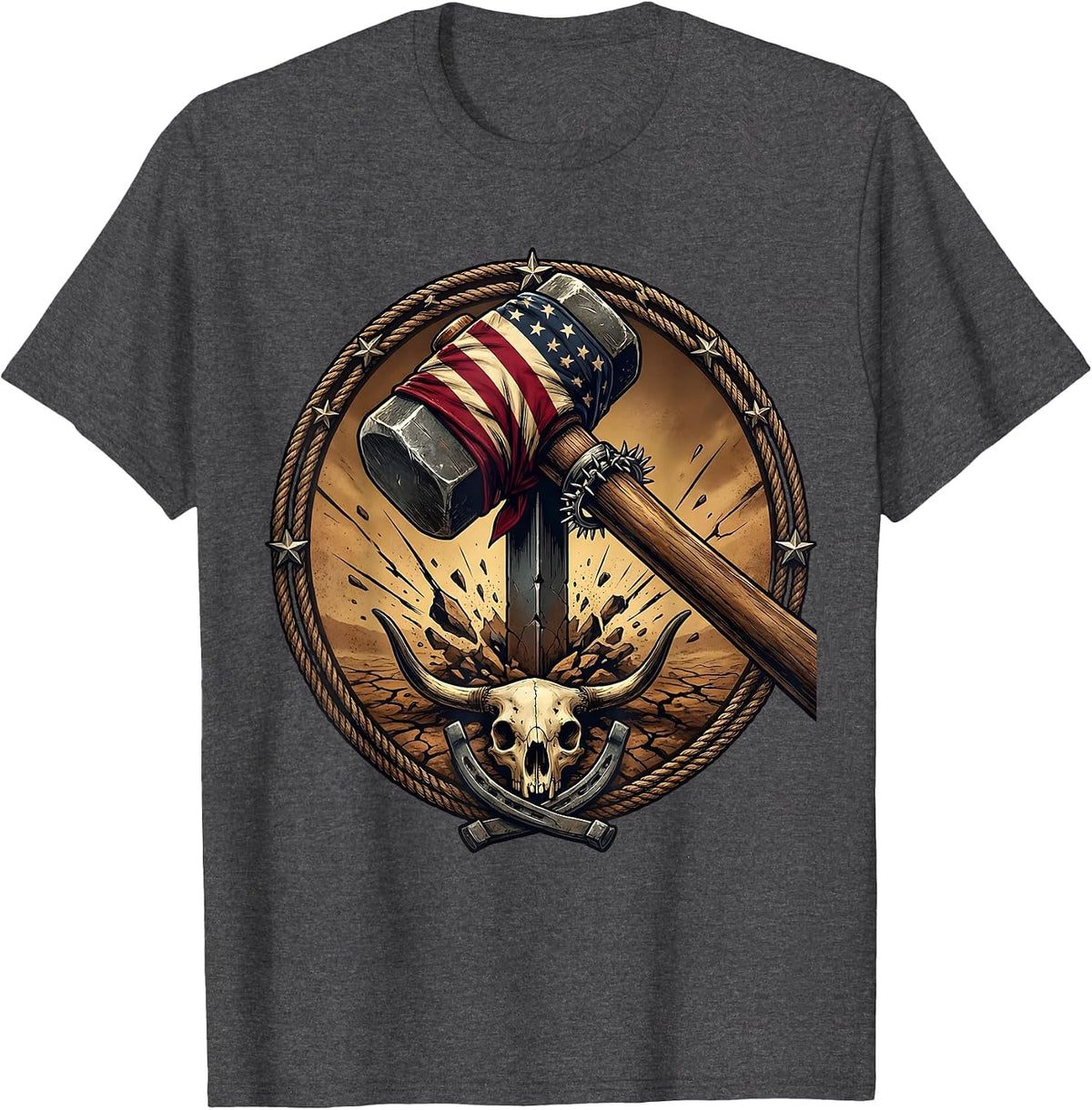Labor Day Pile Driver Foundation Work Graphic T-Shirt - Dark Heather Grey