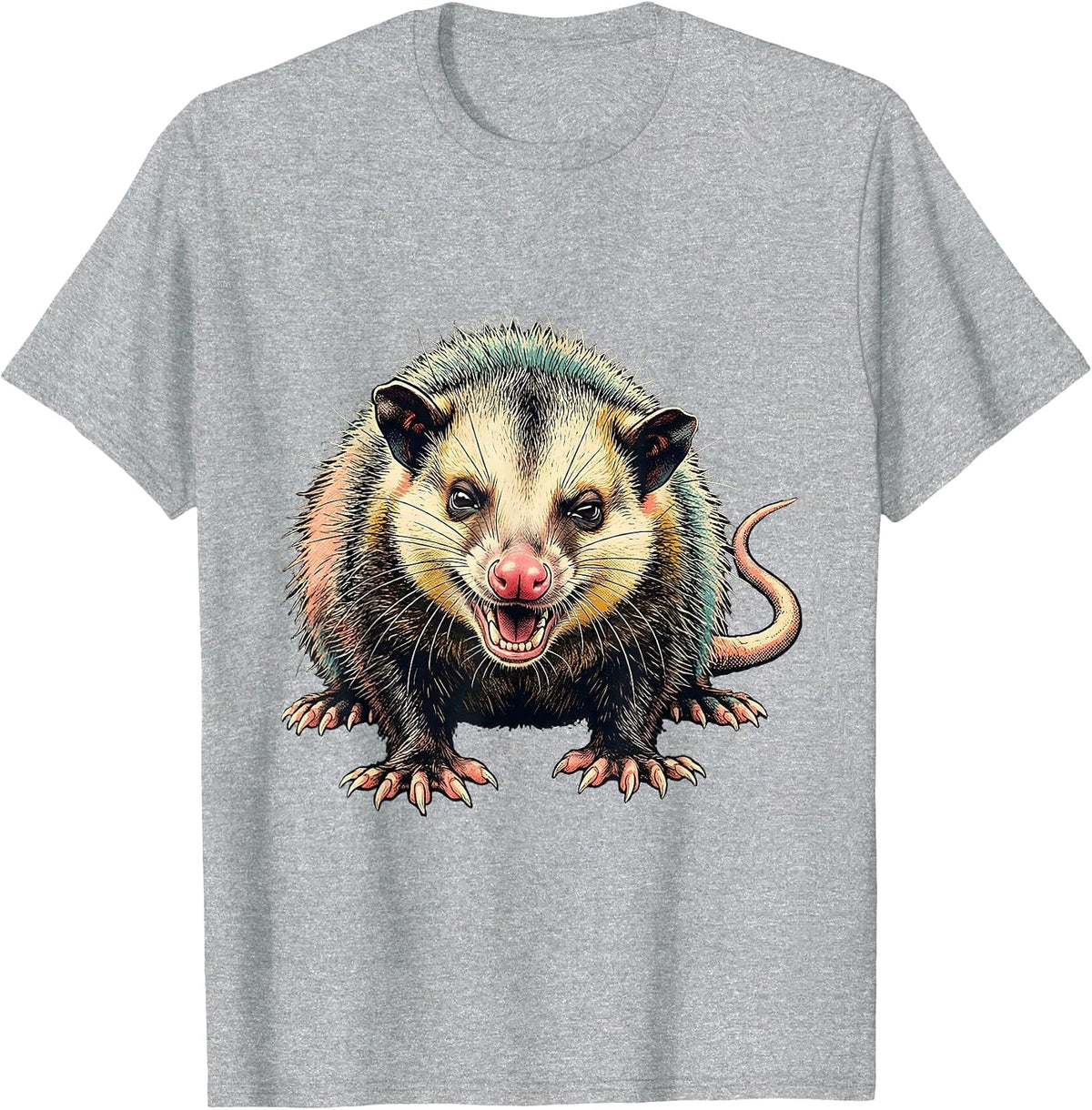 Men's Low Sprawled Opossum Funny Animal Meme Humor T-Shirt - Heather Grey