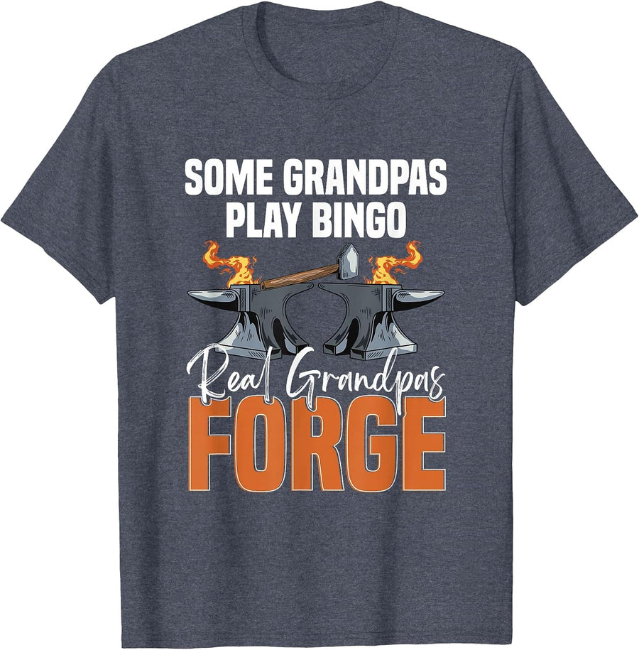 Real Grandpas Forge Blacksmith Men Grandfather Forging T-Shirt - Heather Blue