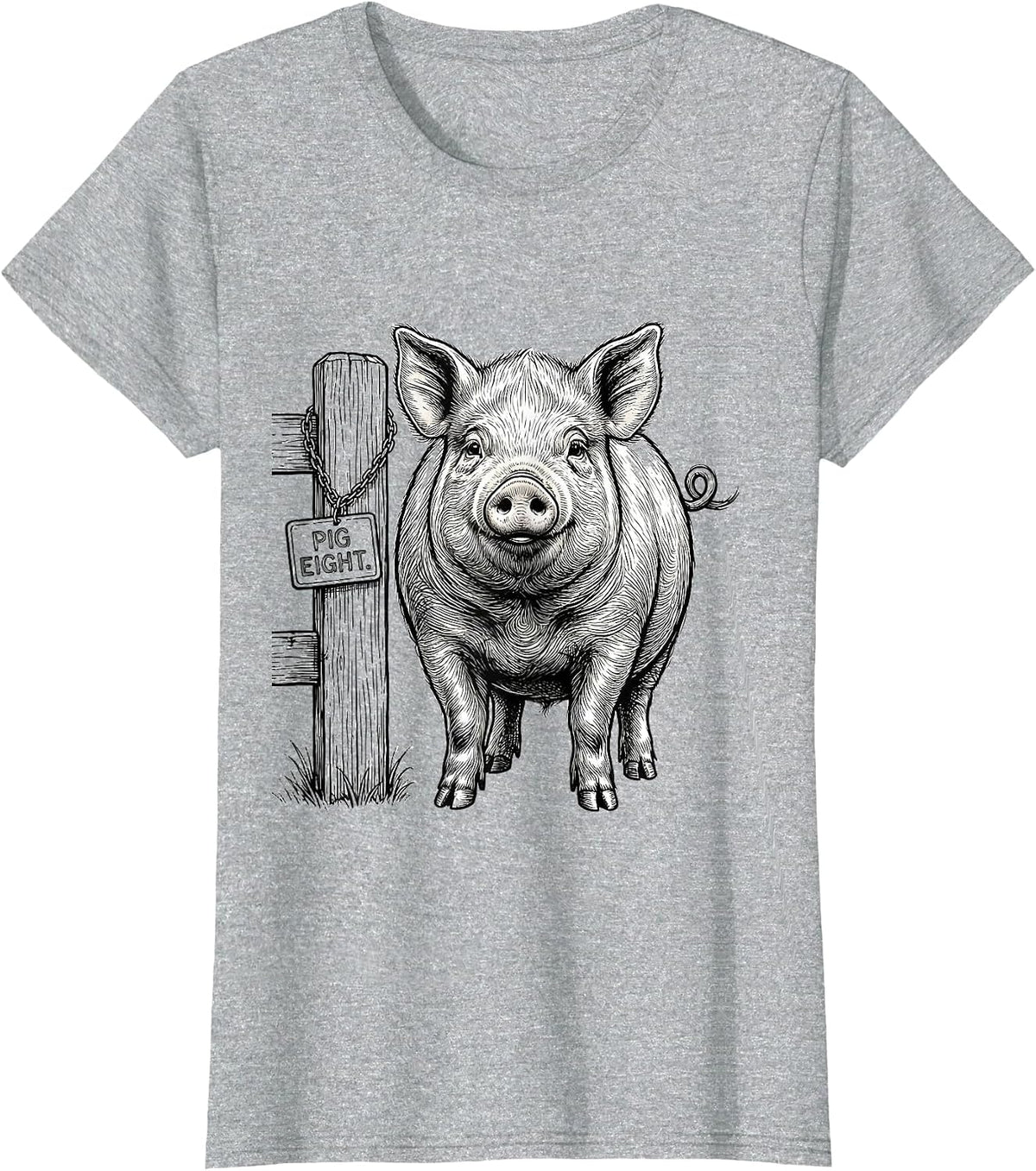Women's Pig Eight Funny Pig Lover Novelty Humor Gift T-Shirt - Heather Grey
