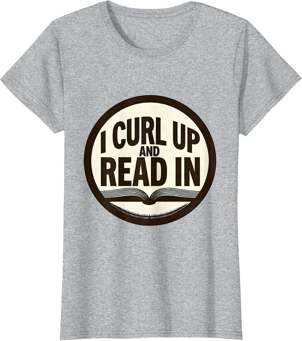 I Curl Up And Read In Cute Hedgehog Book Lover Humor T-Shirt - Heather Grey