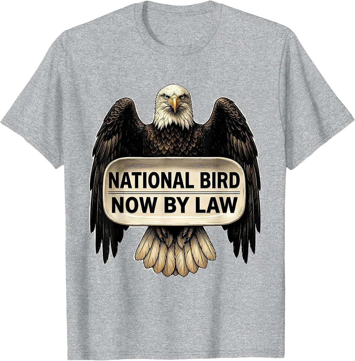 Men's National Bird Now By Law Vintage Bald Eagle Wildlife Lover T-Shirt - Heather Grey
