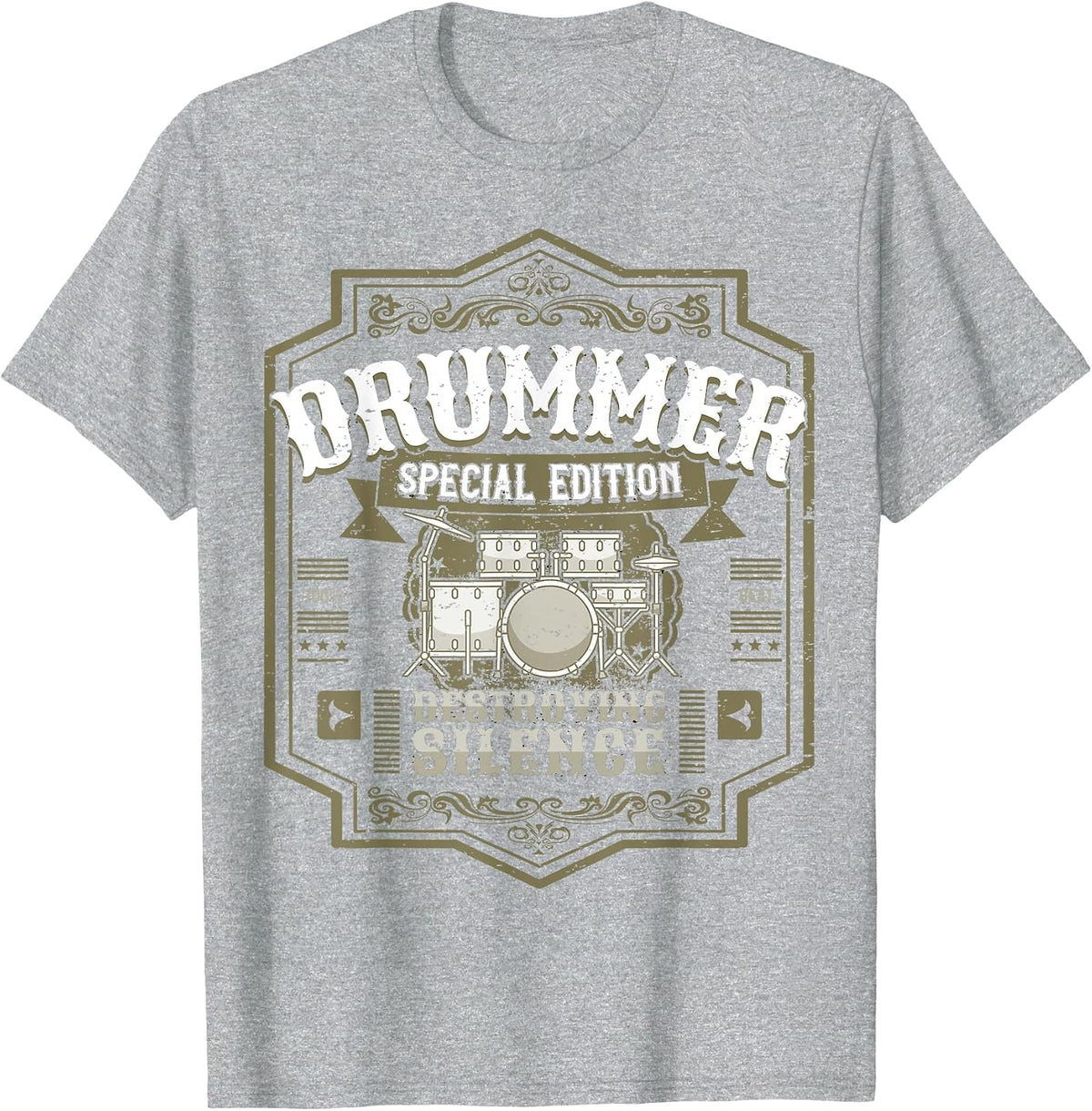 Drummer Percussion Drums Vintage T-Shirt - Heather Grey
