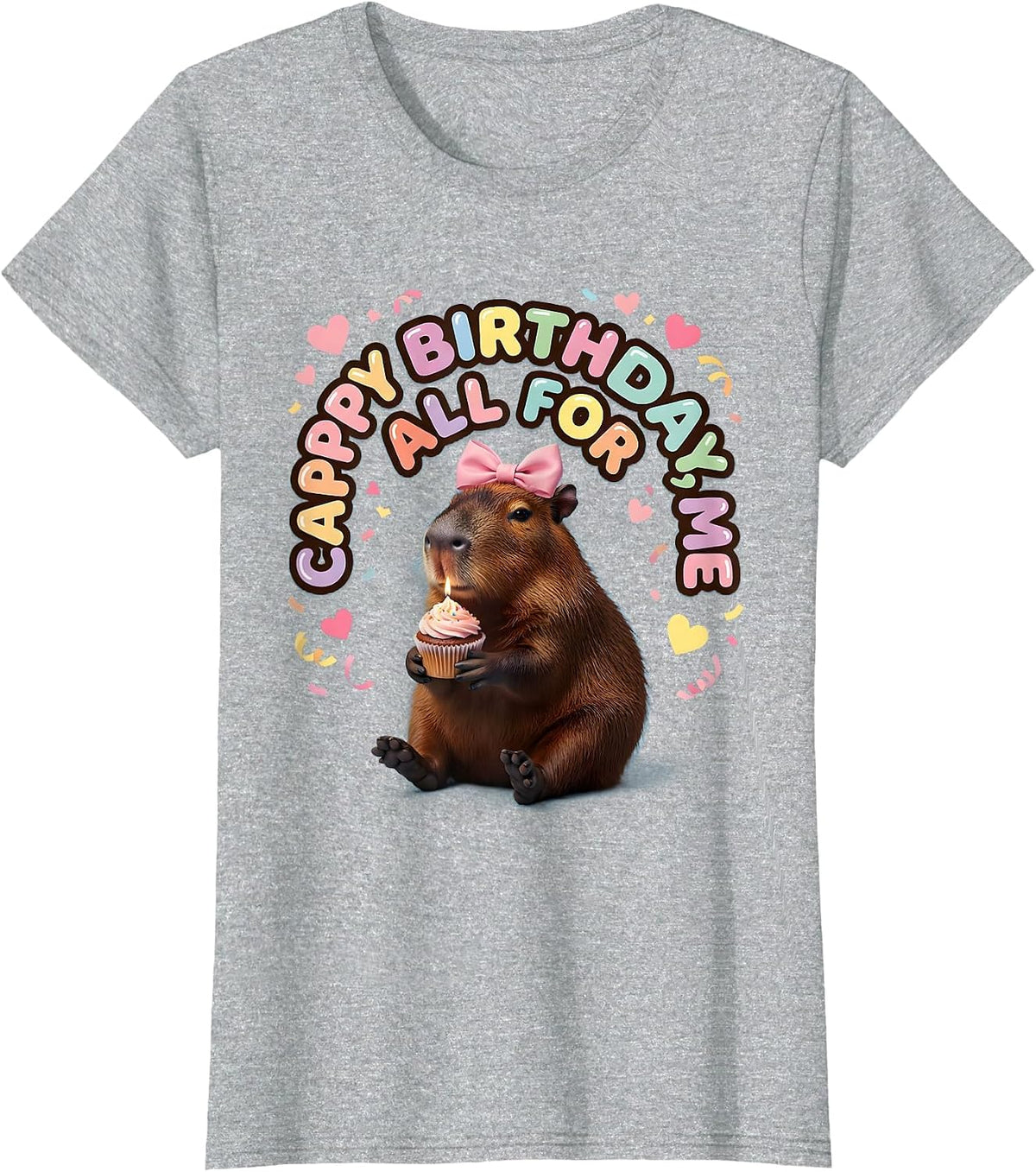 Women's Cappy Birthday All For Me Kawaii Capybara Kids Party Gift T-Shirt - Heather Grey
