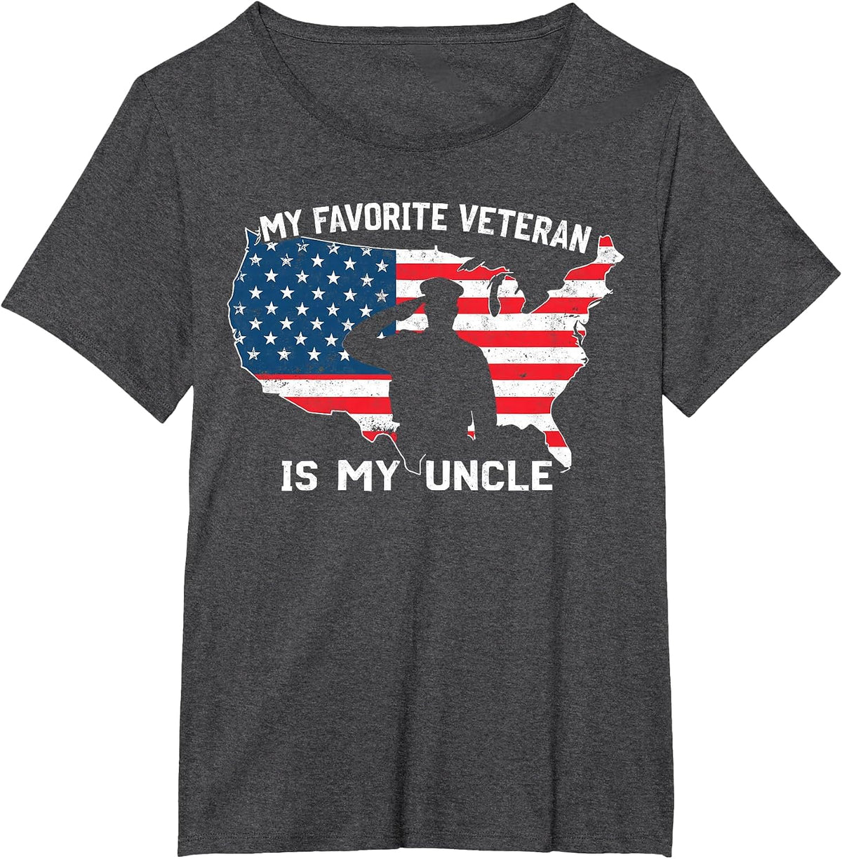 My Favorite Veteran is My Uncle US Flag Veterans Day Tee T-Shirt - Dark Heather Grey