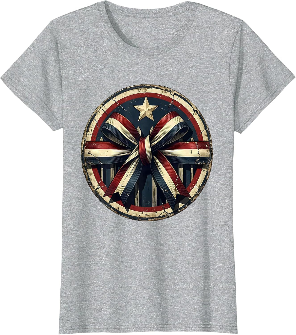 Patriot Day Red White Blue Ribbons on Fence T-Shirt - Heather Grey