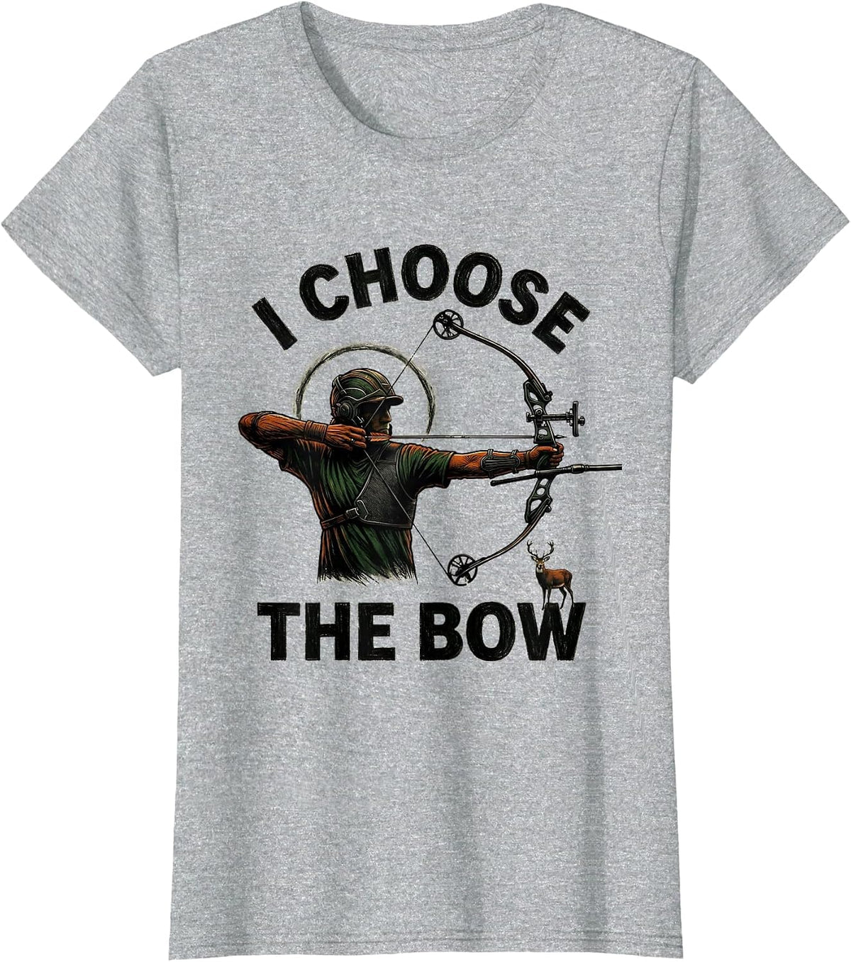 Women's I Choose The Bow Funny Archery Bowhunter Deer Hunting Gift T-Shirt - Heather Grey