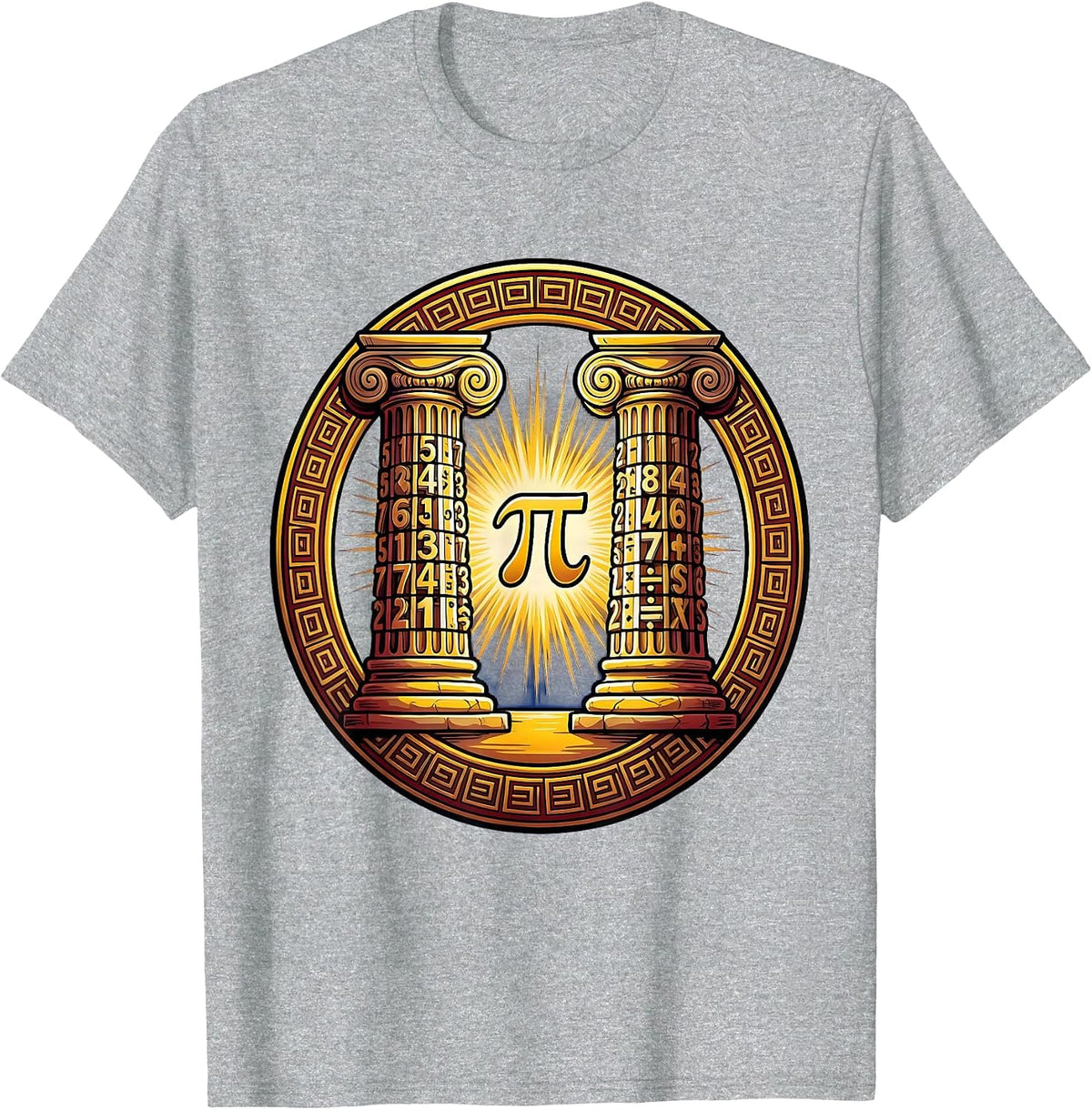 Men's Math Teacher Greek Column Numbers Graphic T-Shirt - Heather Grey