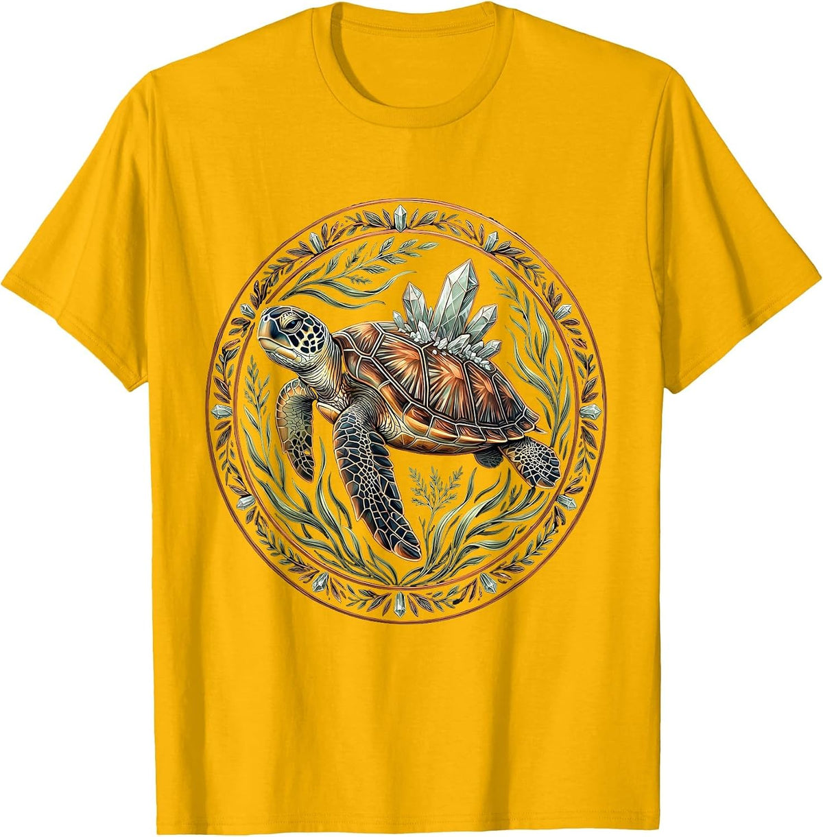 Men's Sea Turtle Swimming Through Salt Crystals T-Shirt - Golden Yellow