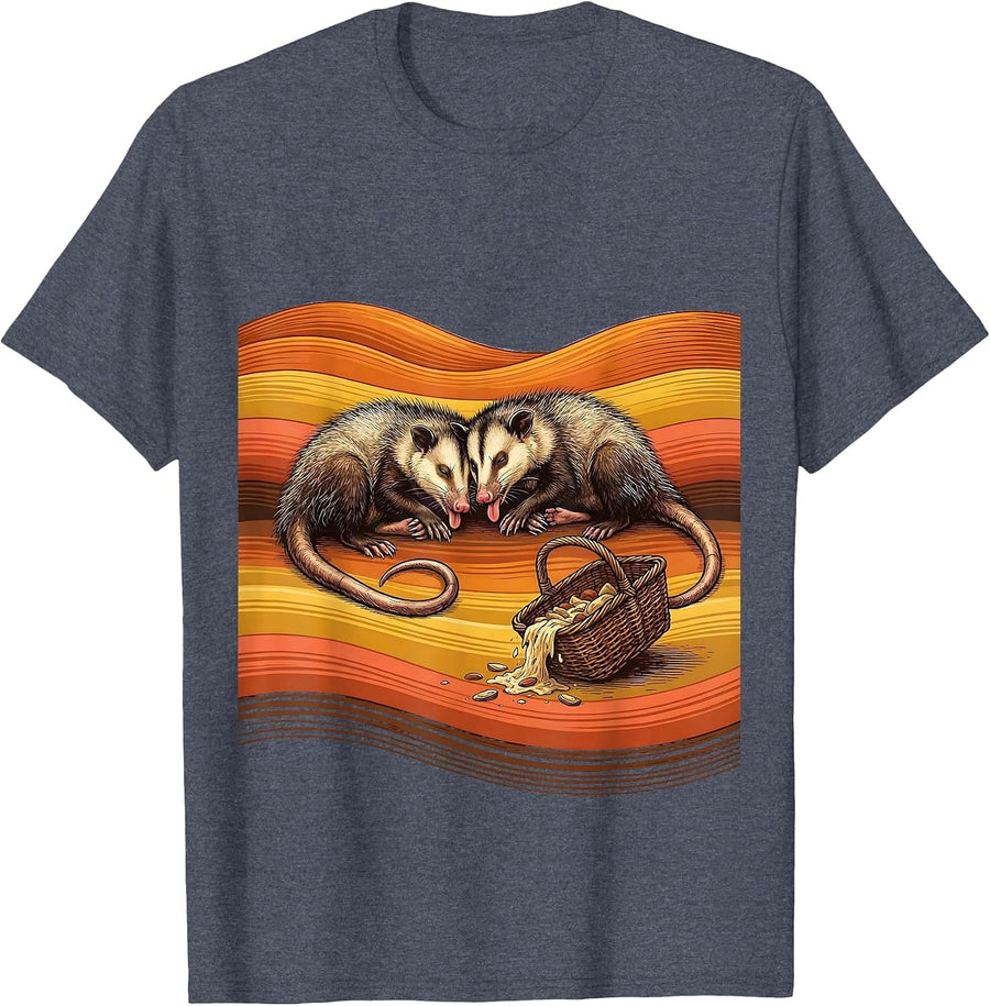 Retro 70s Opossum Deadpan Humor Possum Lover T-Shirt - Heather Blue