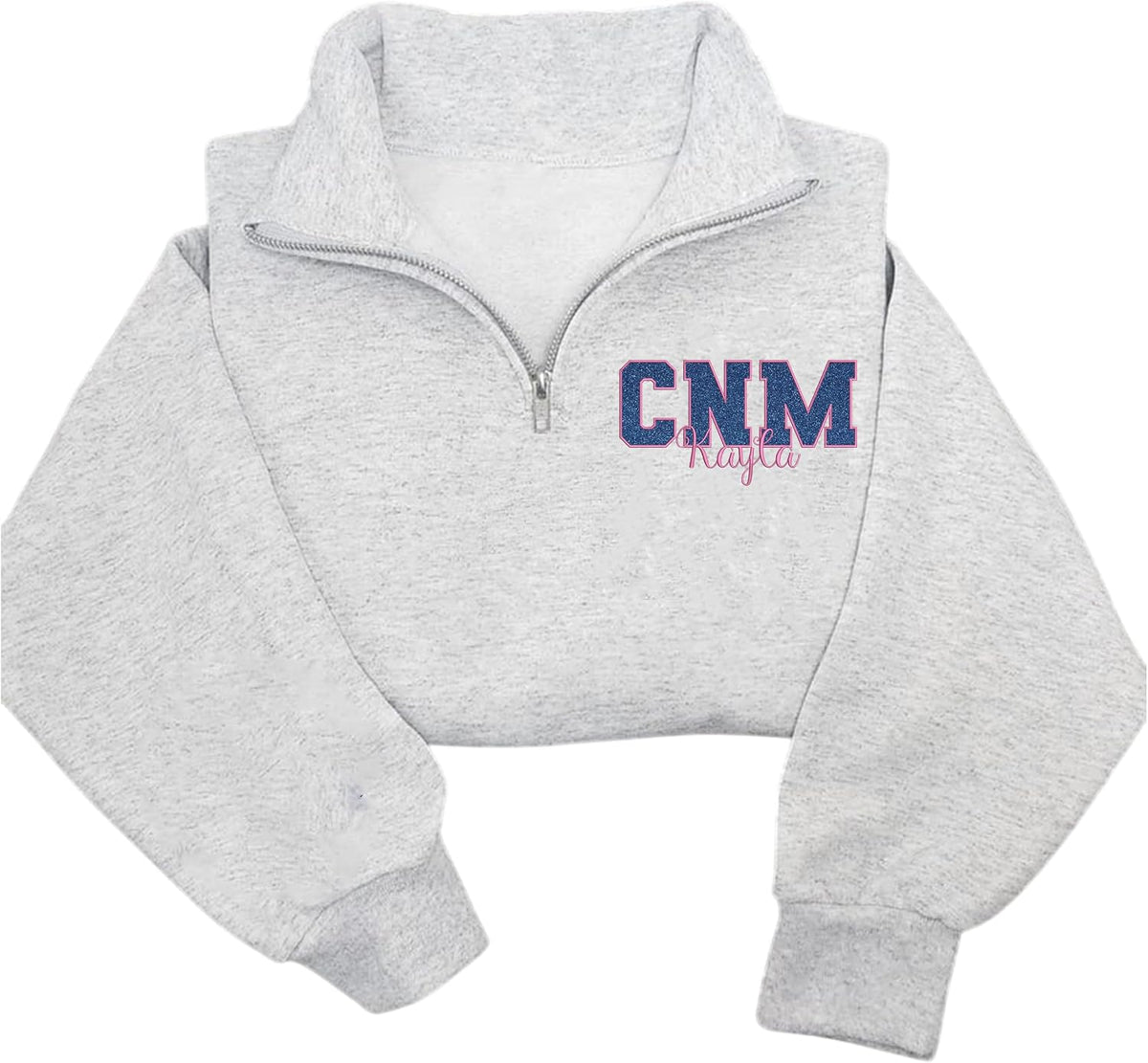 Personalized Embroidered RN Quarter Zip Sweatshirt, Coquette Bow Nurse Shirt, Custom RN CNA ICU MSN - Cnm