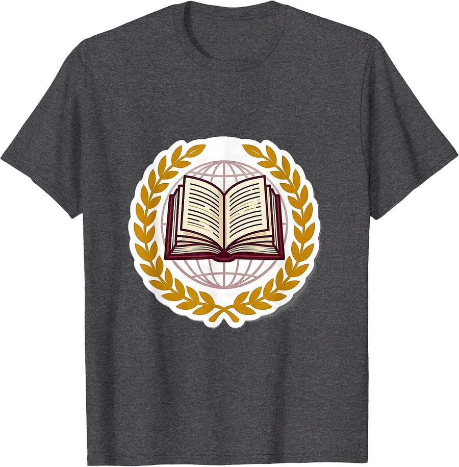 Men's Circular History Badge Teacher Classroom Sticker Style T-Shirt - Dark Heather Grey