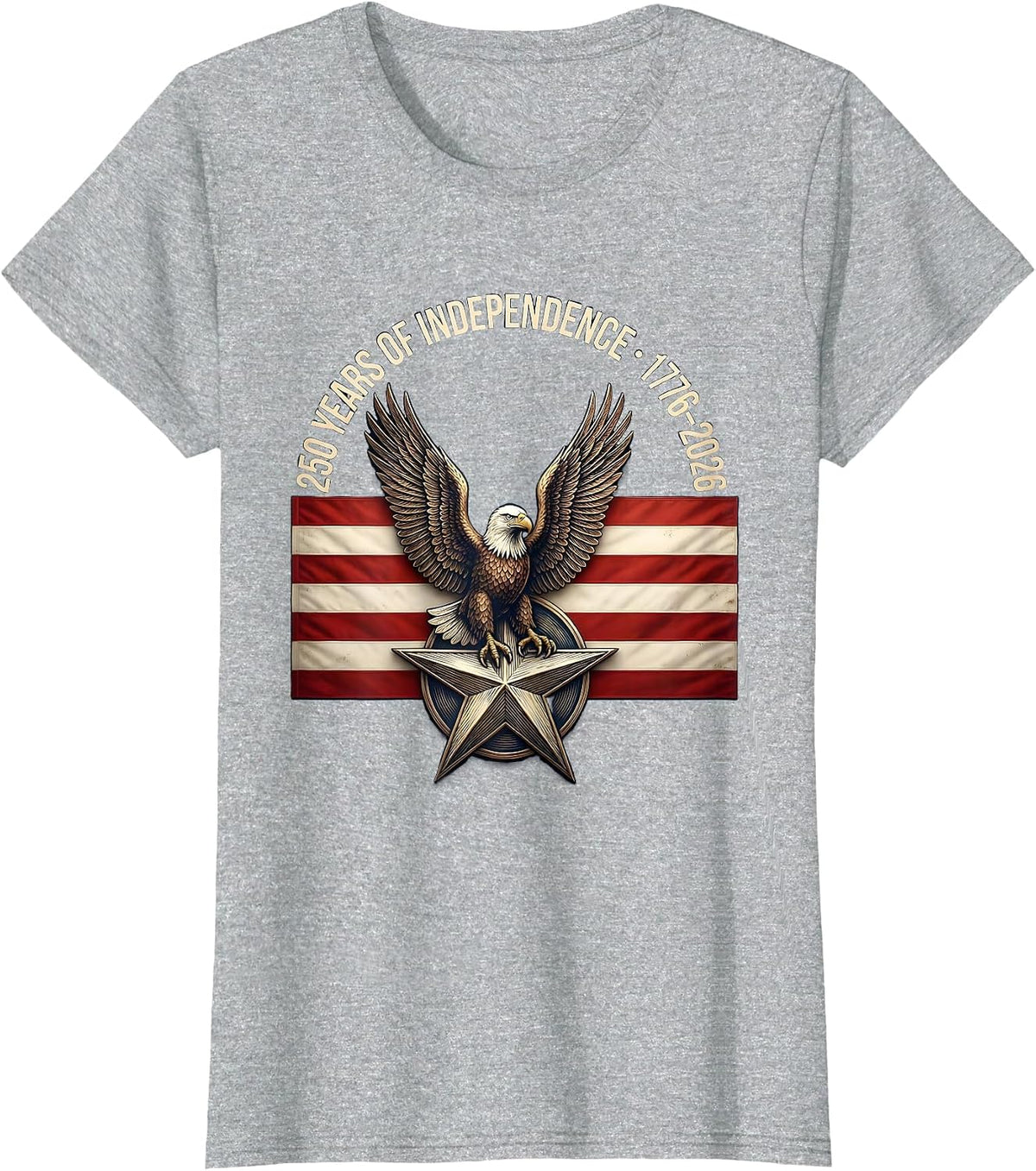 250 Years of Independence · 1776–2026 Patriotic Eagle Flag T-Shirt - Heather Grey