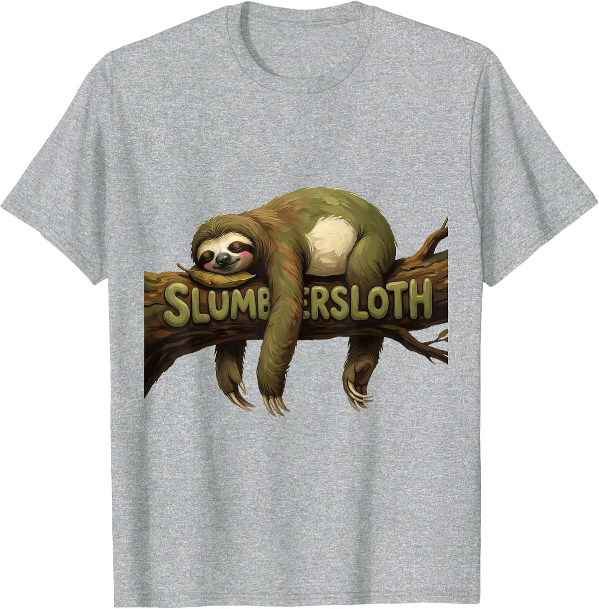 Men's Slumbersloth Cute Sleeping Sloth Animal Lover Official T-Shirt - Heather Grey