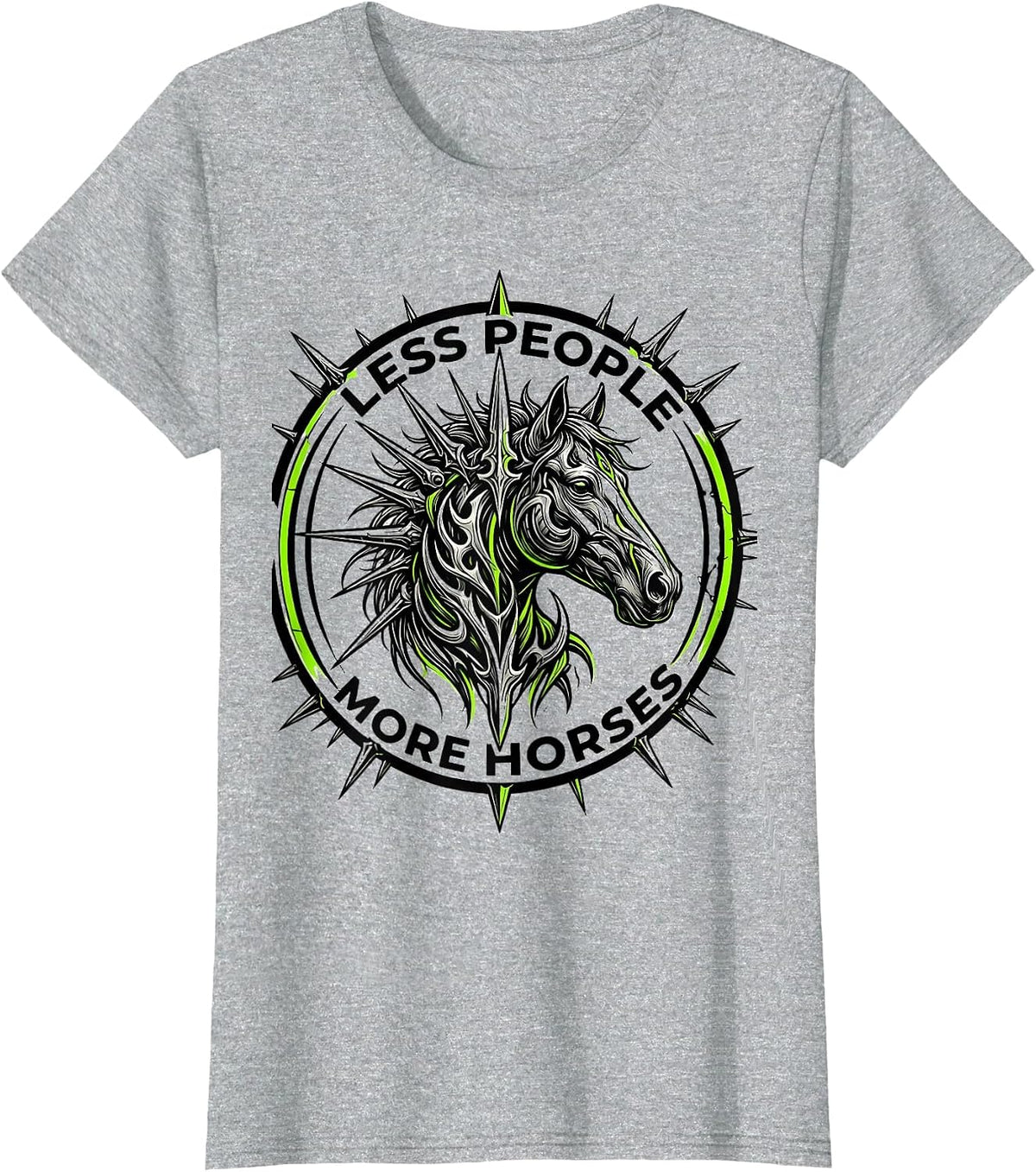 Less People More Horses Equestrian Design T-Shirt - Heather Grey