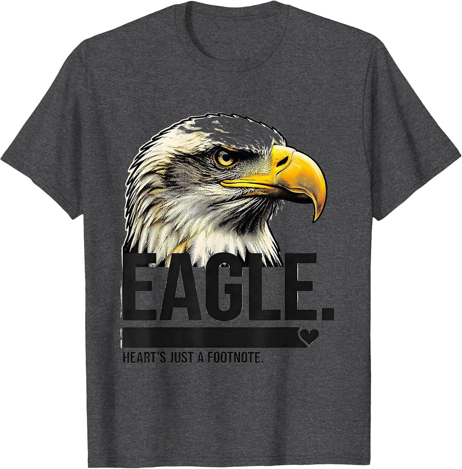 Men's EAGLE Heart's Just a Footnote Playful Wildlife Pride Eagle T-Shirt - Dark Heather Grey