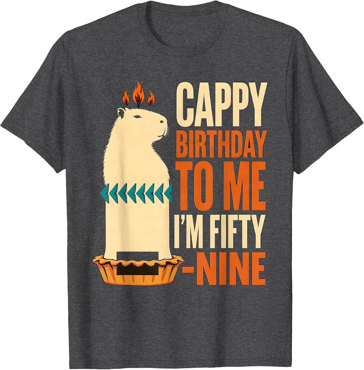 Men's Cappy Birthday To Me I'm Fifty-Nine Cute Kawaii Capybara T-Shirt - Dark Heather Grey