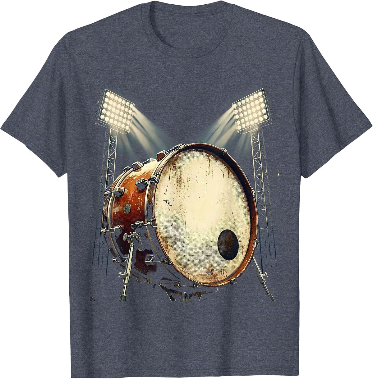 Band Mom Marching Drum Stadium Lights Graphic T-Shirt - Heather Blue