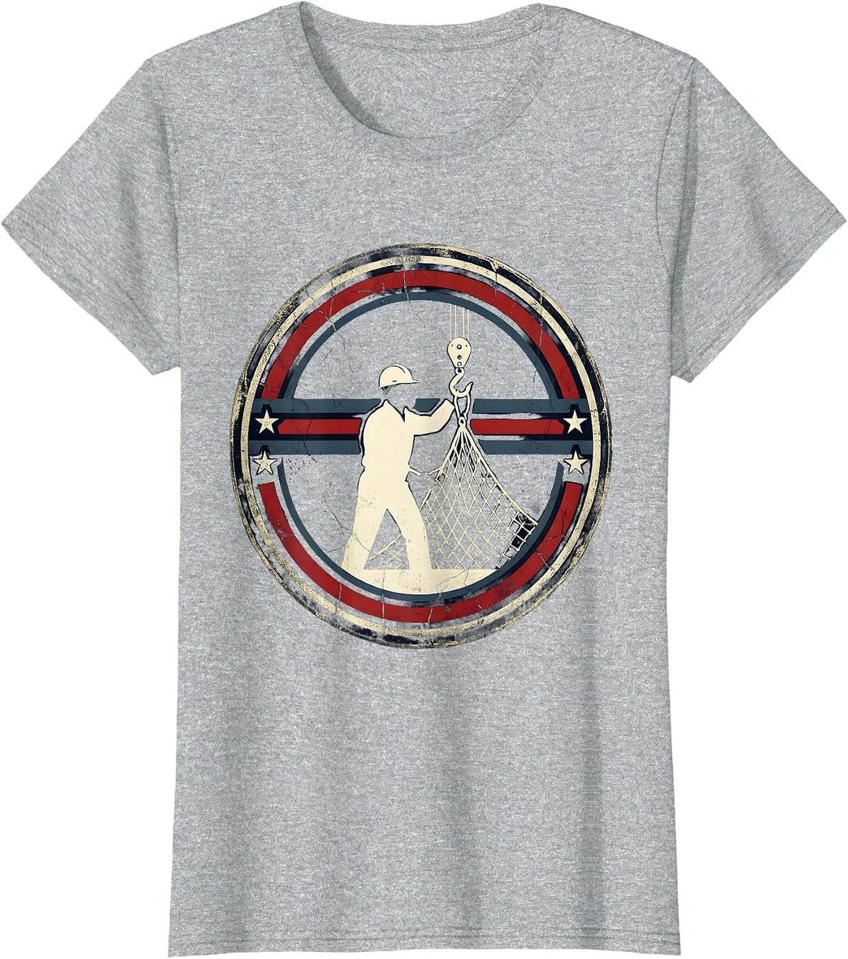 Labor Day Dock Worker Cargo Crane Graphic T-Shirt - Heather Grey