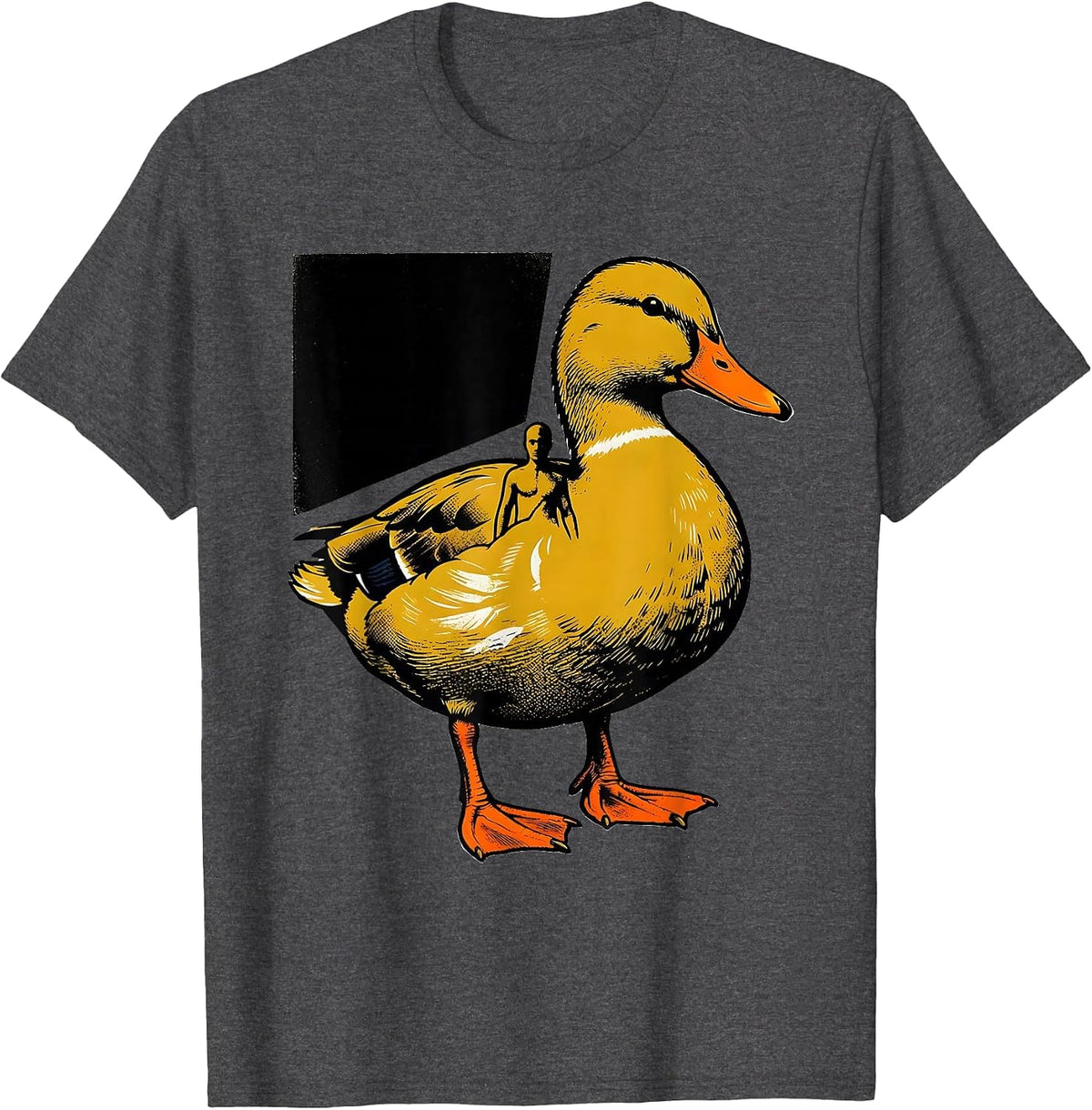 Duck Split Silhouette Funny Animal Lover Humor T-Shirt - Dark Heather Grey