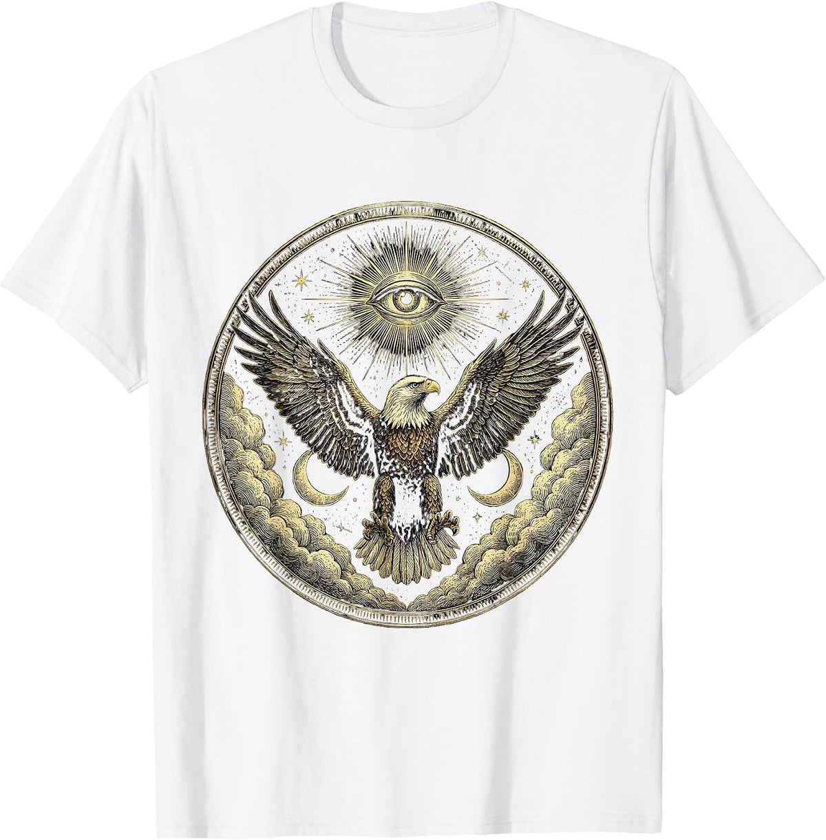 Men's Eagle Soaring Through Storm Clouds Graphic T-Shirt - White