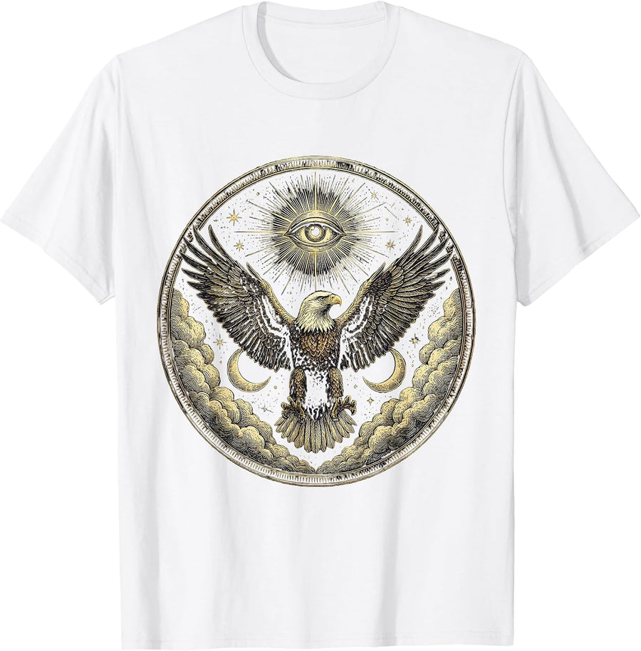 Men's Eagle Soaring Through Storm Clouds Graphic T-Shirt - White