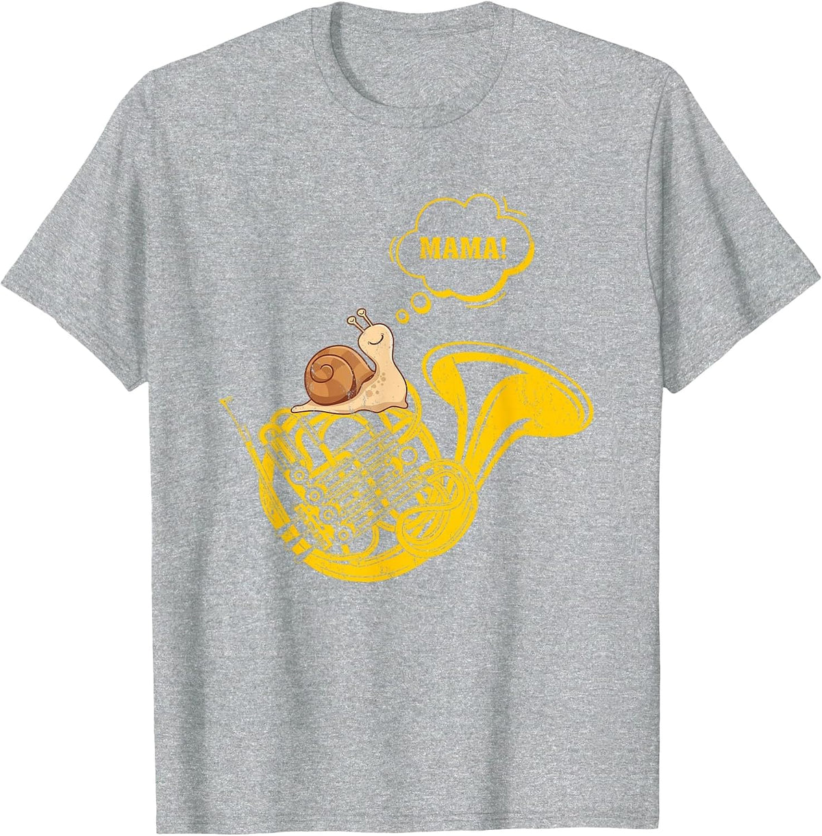 French Horn Snail Mama Funny French Horn Music Player T-Shirt - Heather Grey