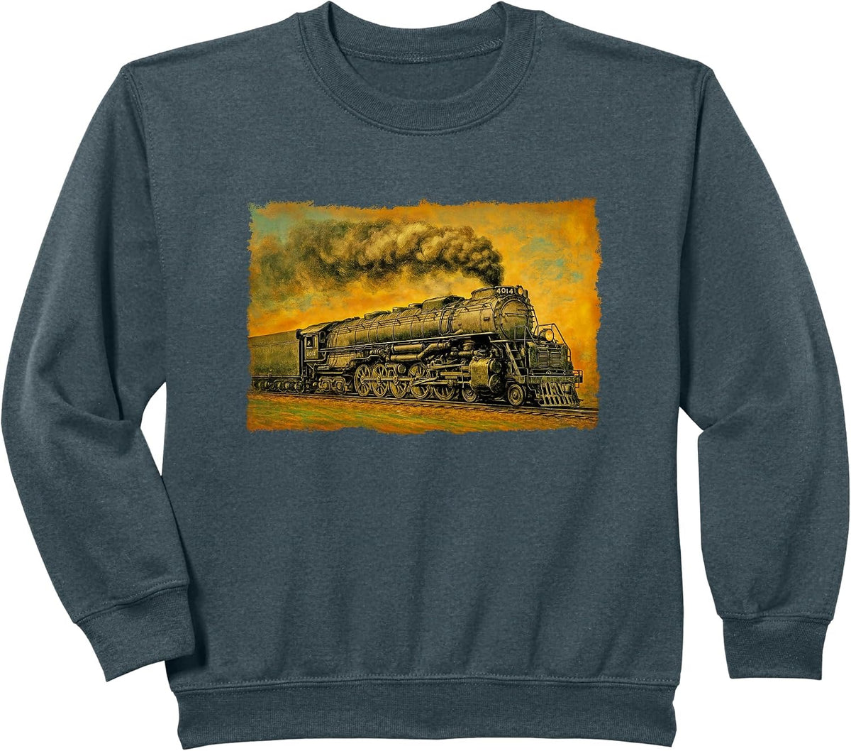 1940s Big Boy Steam Engine Locomotive - Vintage 4014 Train Sweatshirt - Dark Heather Grey