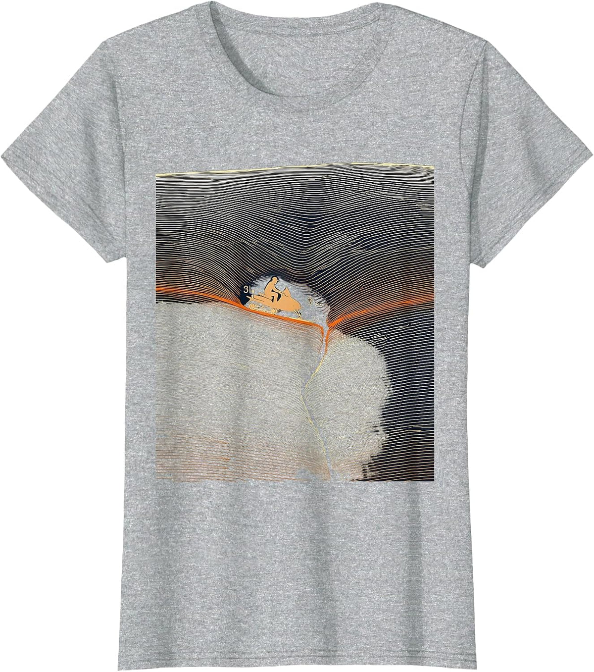 Topographic Contour Snowmobile Rider Winter Humor T-Shirt - Heather Grey