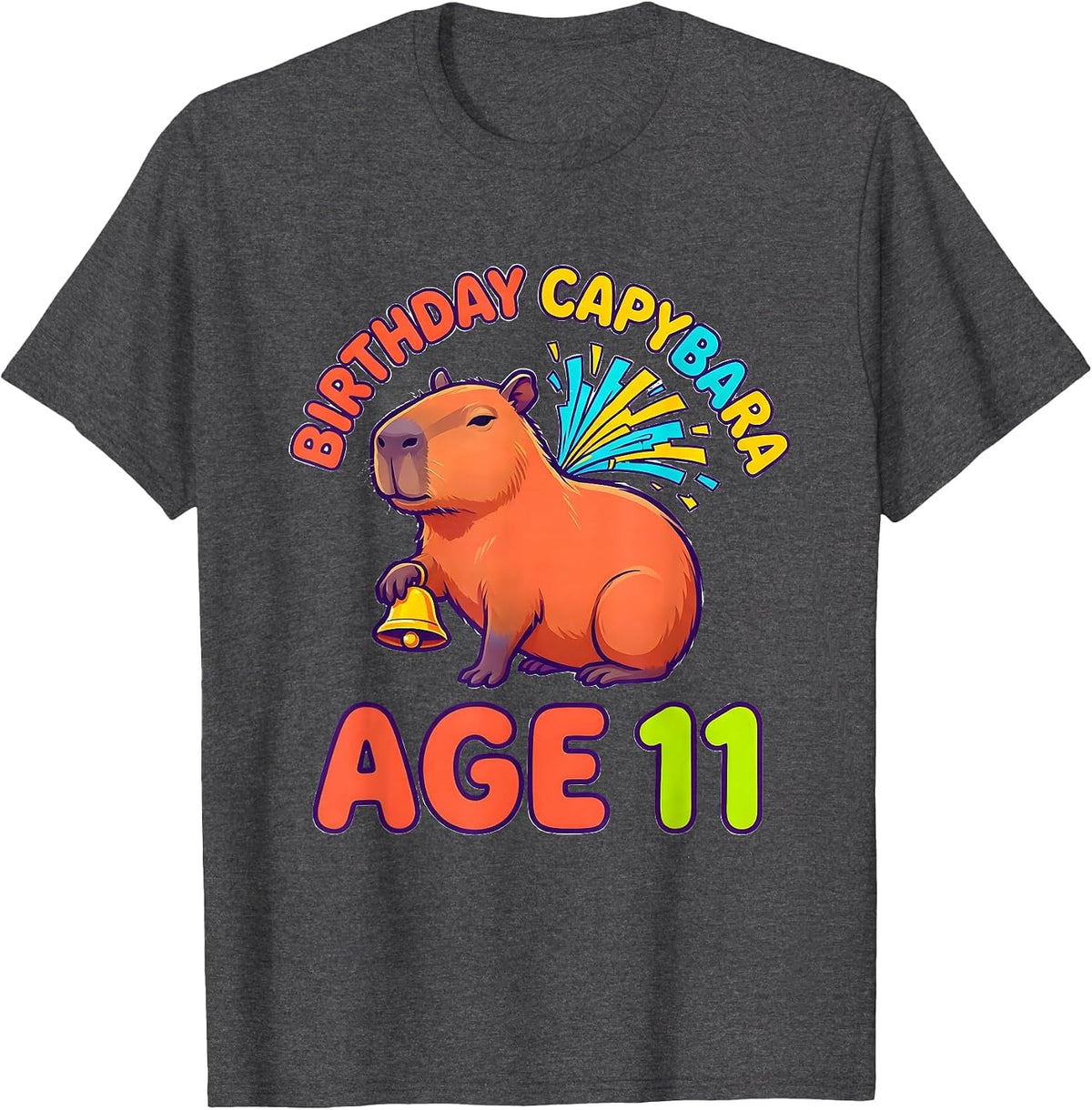 Men's Birthday Capybara Age 11 Funny Animal Lover Party T-Shirt - Dark Heather Grey