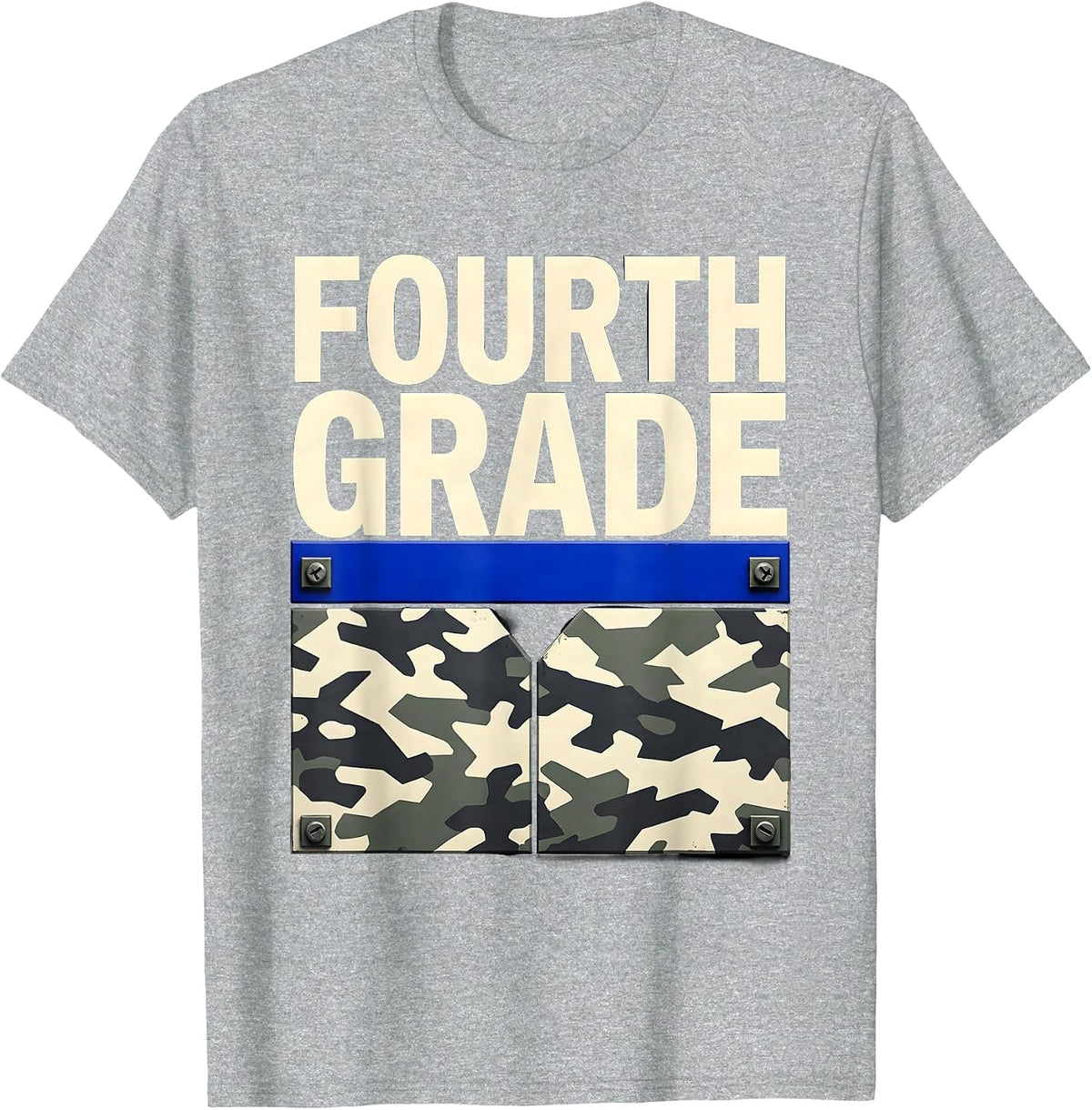Men's Fourth Grade Brutalist Camo Back To School Boys Teacher T-Shirt - Heather Grey