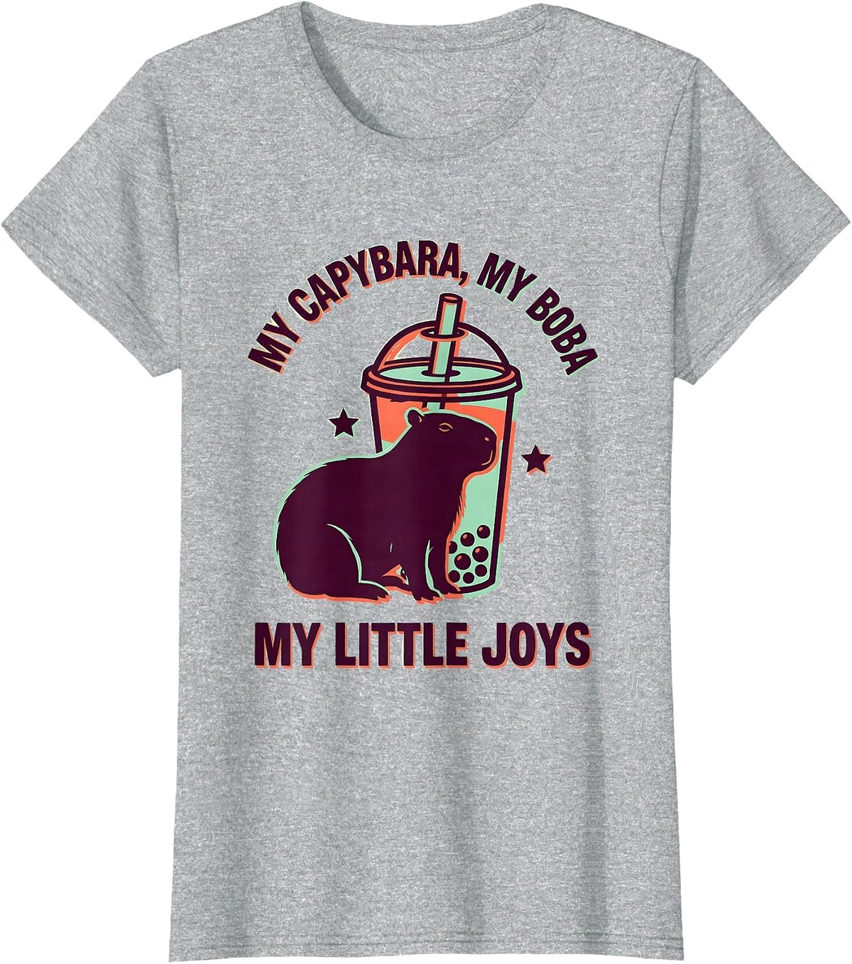 My Capybara My Boba My Little Joys Cute Kawaii Anime Animal T-Shirt - Heather Grey