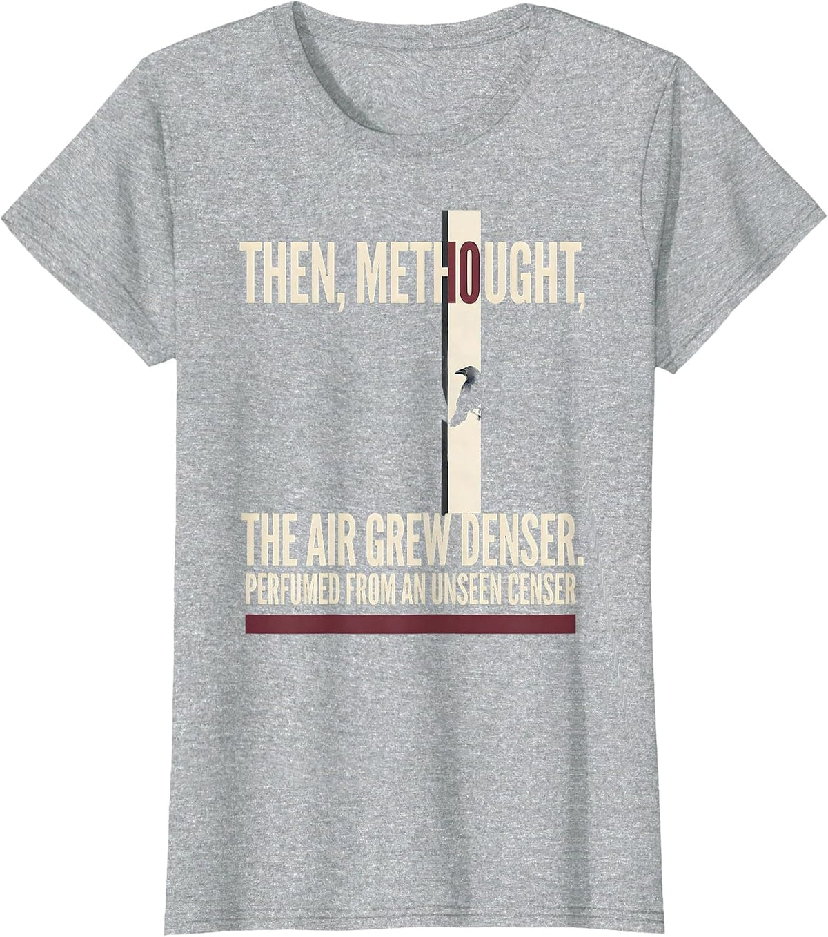 Edgar Allan Poe The Raven Gothic Literary Fan Art T-Shirt - Heather Grey