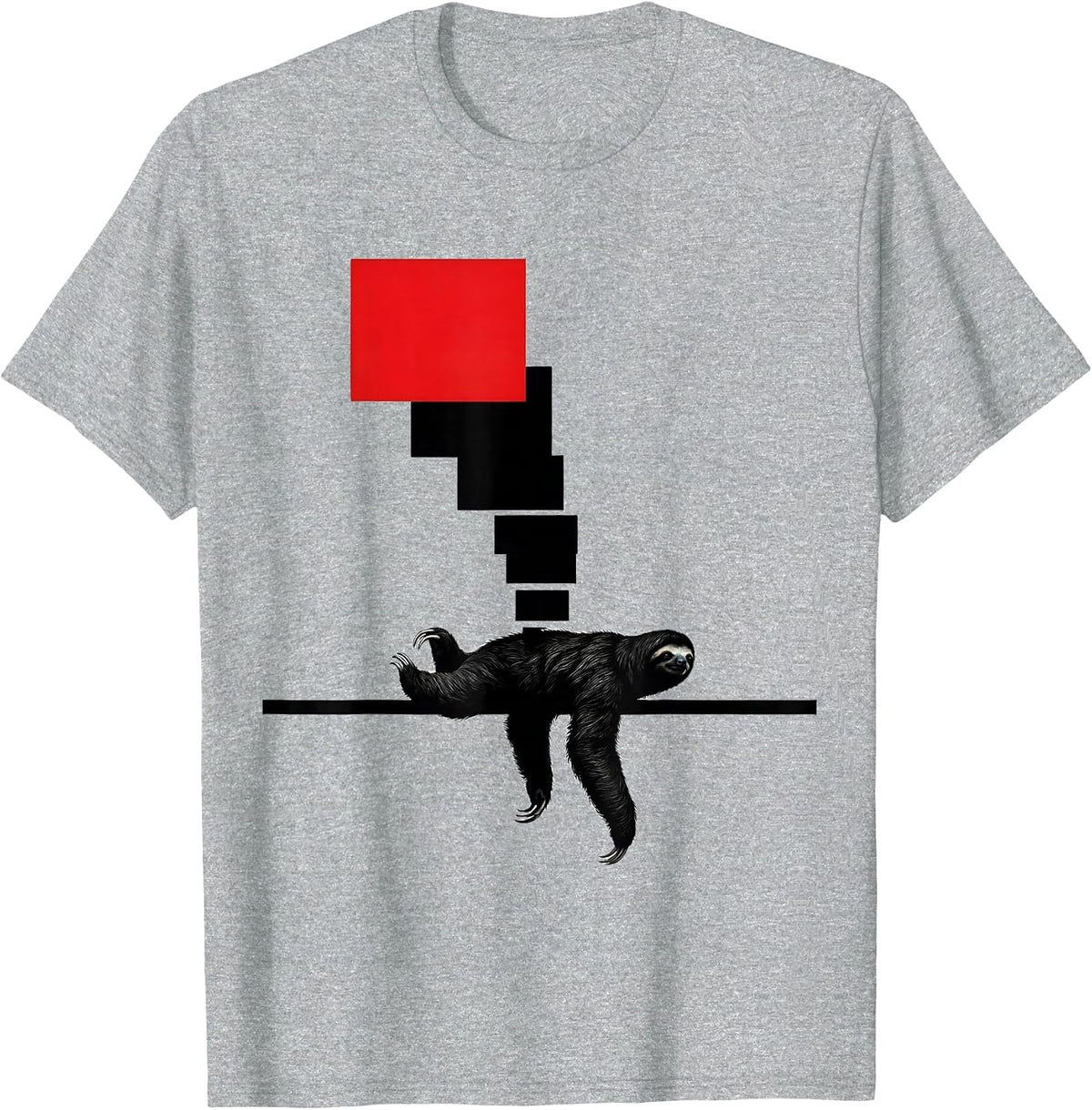 Men's Sloth Silhouette Funny Lazy Humor Sloth Lover Gift T-Shirt - Heather Grey