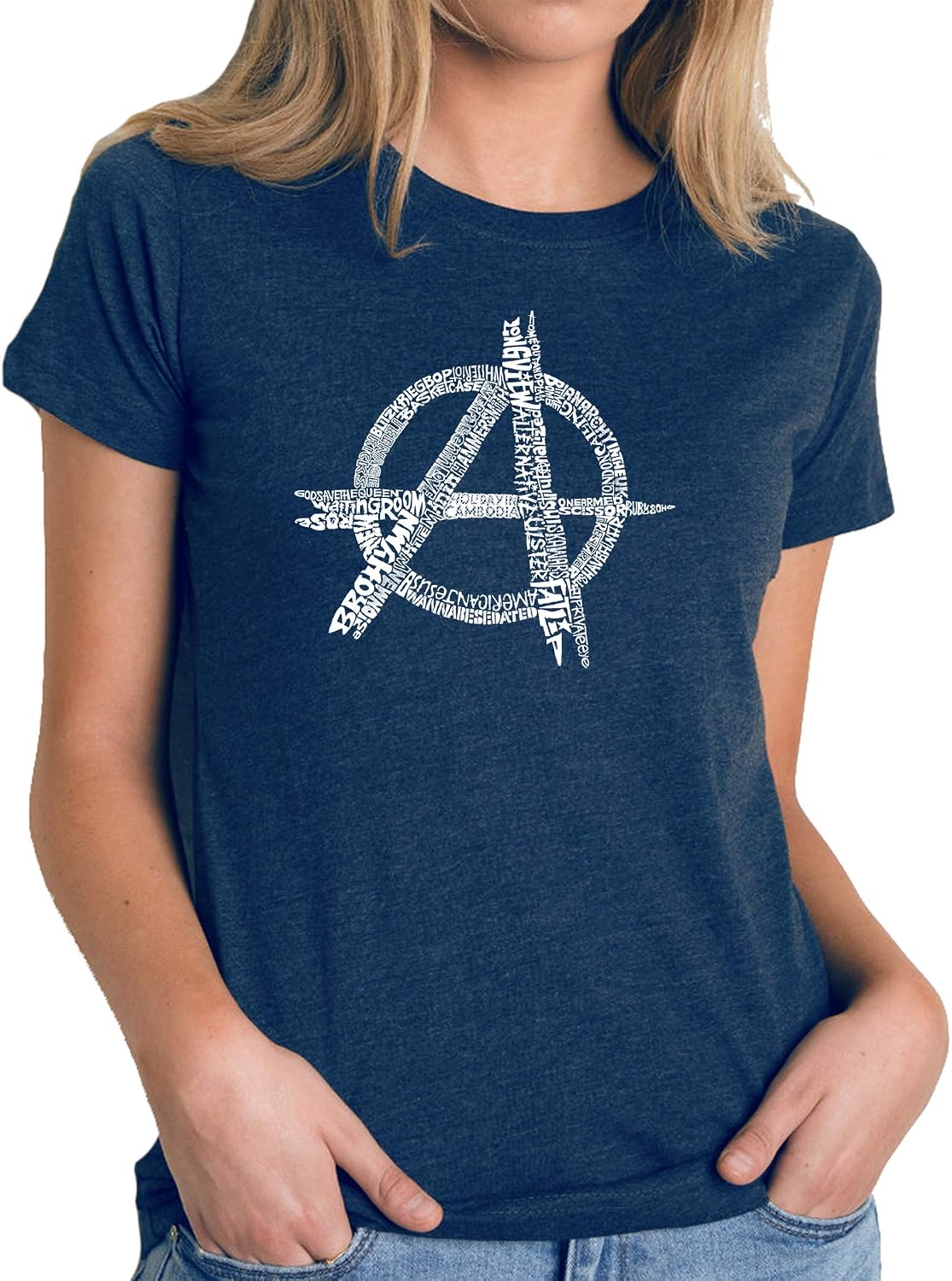 LA POP ART Women's Premium Blend Word Art T-Shirt - Great All TIME Punk Songs - Navy