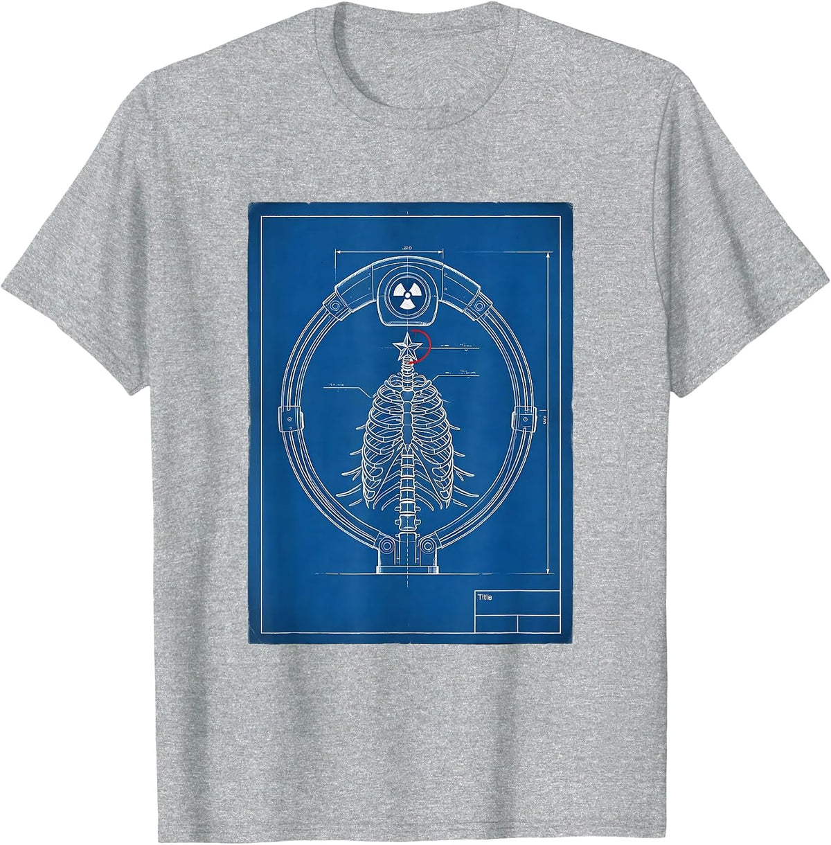 Men's CT Scanner Holiday Tree Radiology Tech Christmas Blueprint T-Shirt - Heather Grey
