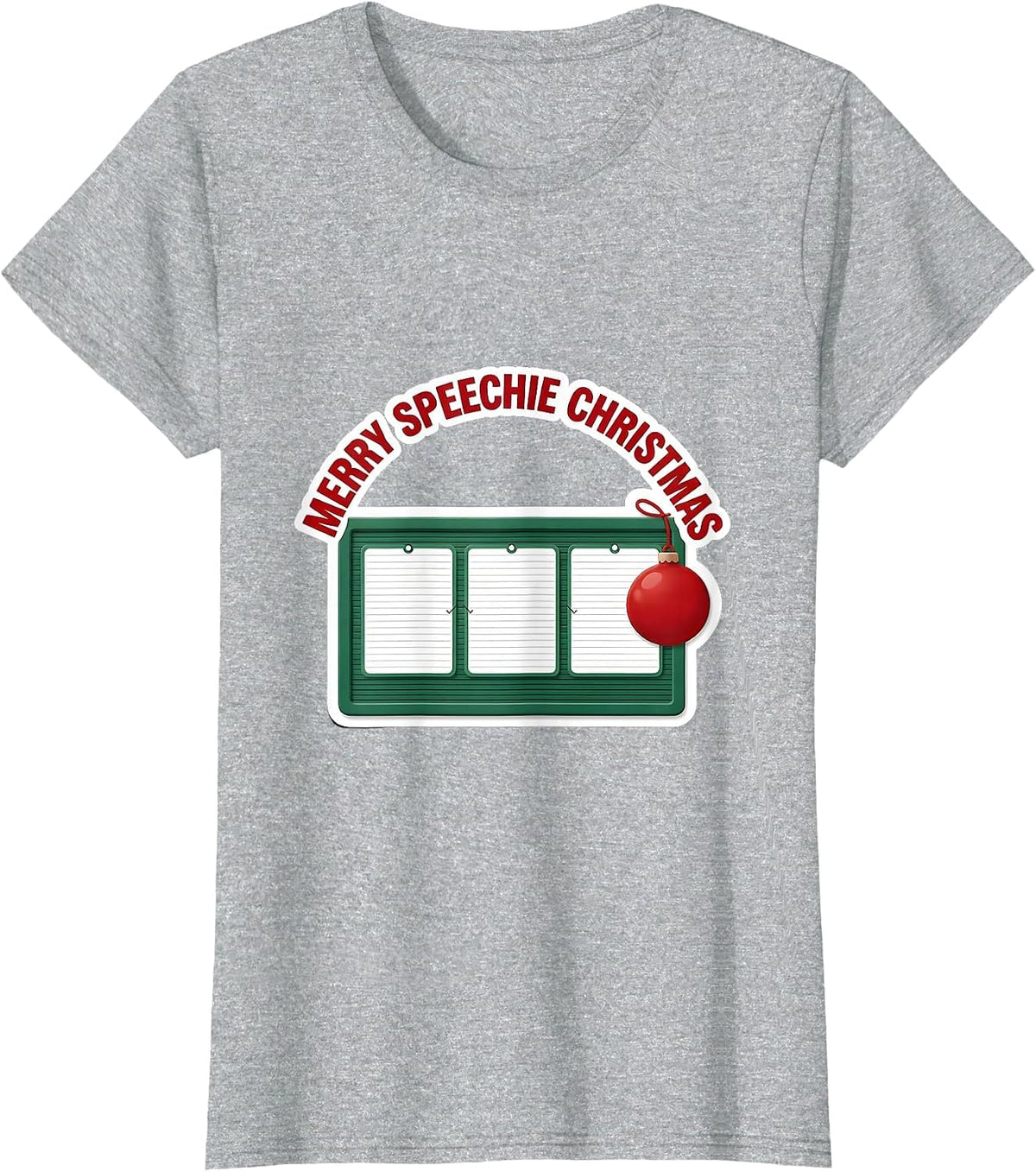 Merry Speechie Christmas Funny Speech Therapist SLP Holiday T-Shirt - Heather Grey