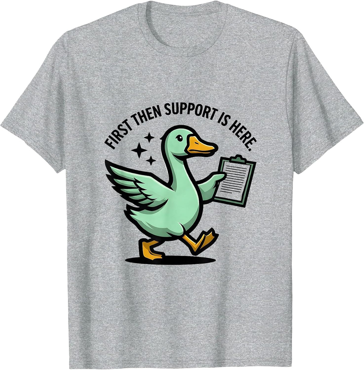 Men's First Then Support Is Here Funny Special Education Teacher T-Shirt - Heather Grey