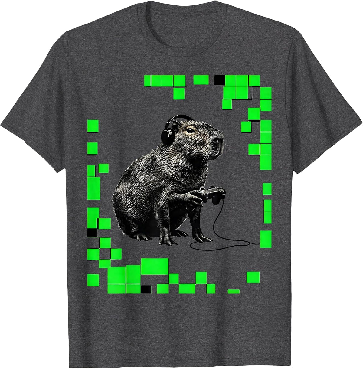 Capybara Gamer Bruh Meme Humor Minimalist T-Shirt - Dark Heather Grey