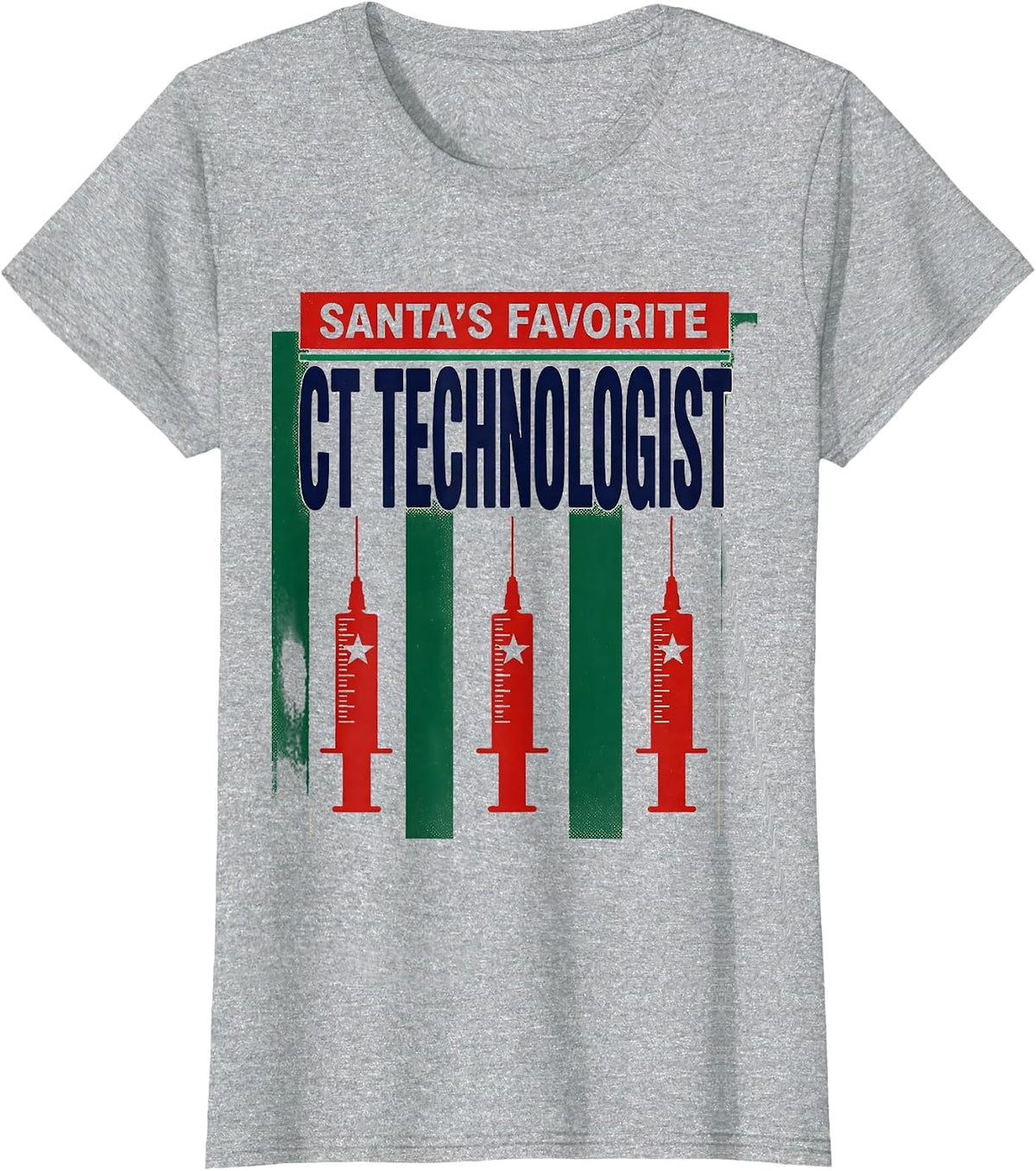 Santa's Favorite CT Technologist Funny Radiology Tech T-Shirt - Heather Grey