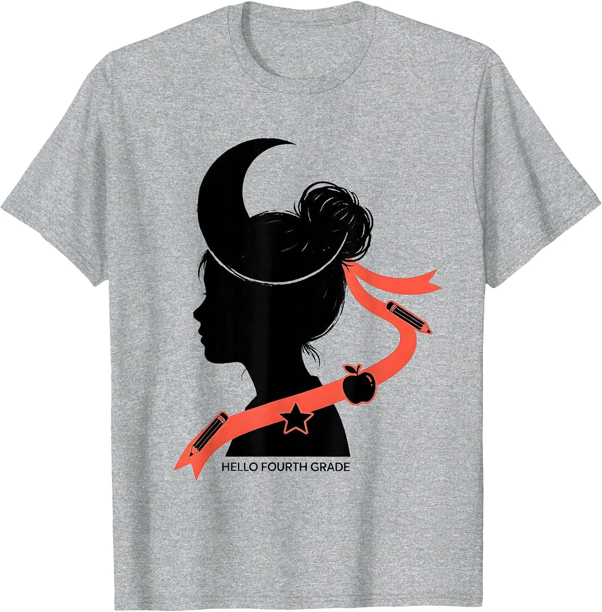 Men's Hello Fourth Grade Messy Bun Back To School Girls Humor T-Shirt - Heather Grey