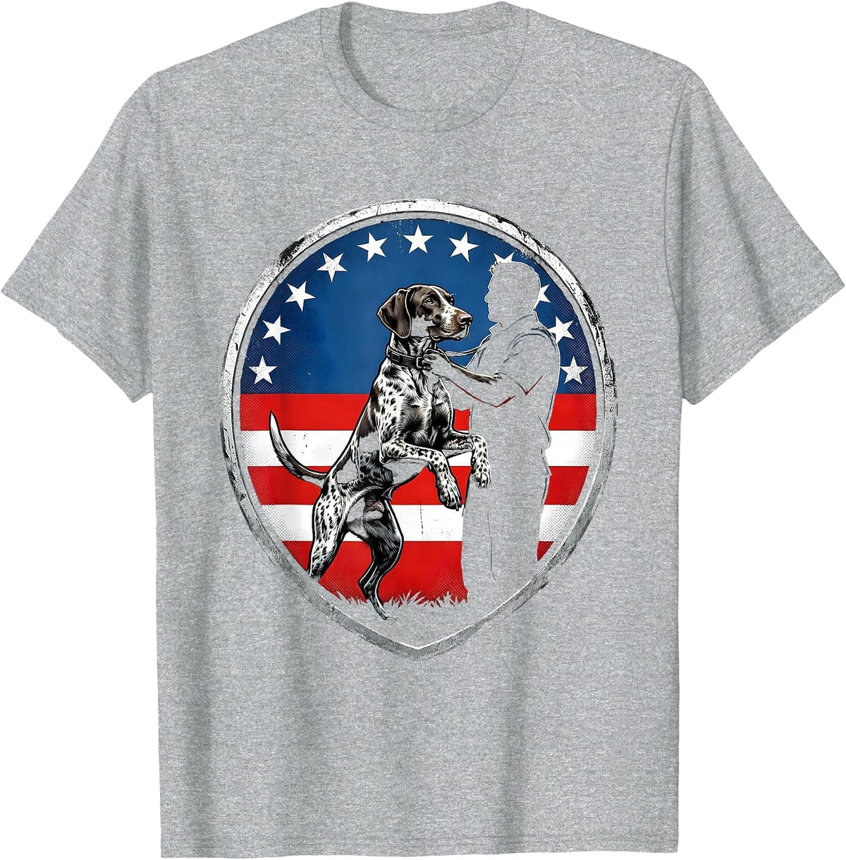Men's German Shorthaired Pointer Patriotic Dog Lover Shield T-Shirt - Heather Grey
