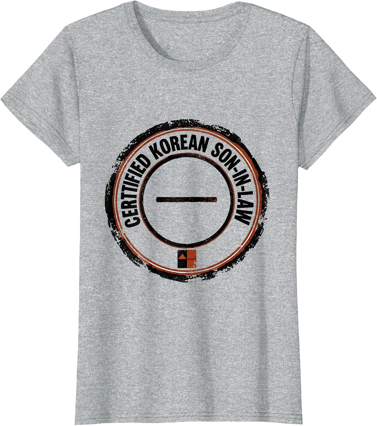 Women's Certified Korean Son-In-Law Funny Heritage Rubber Stamp T-Shirt - Heather Grey