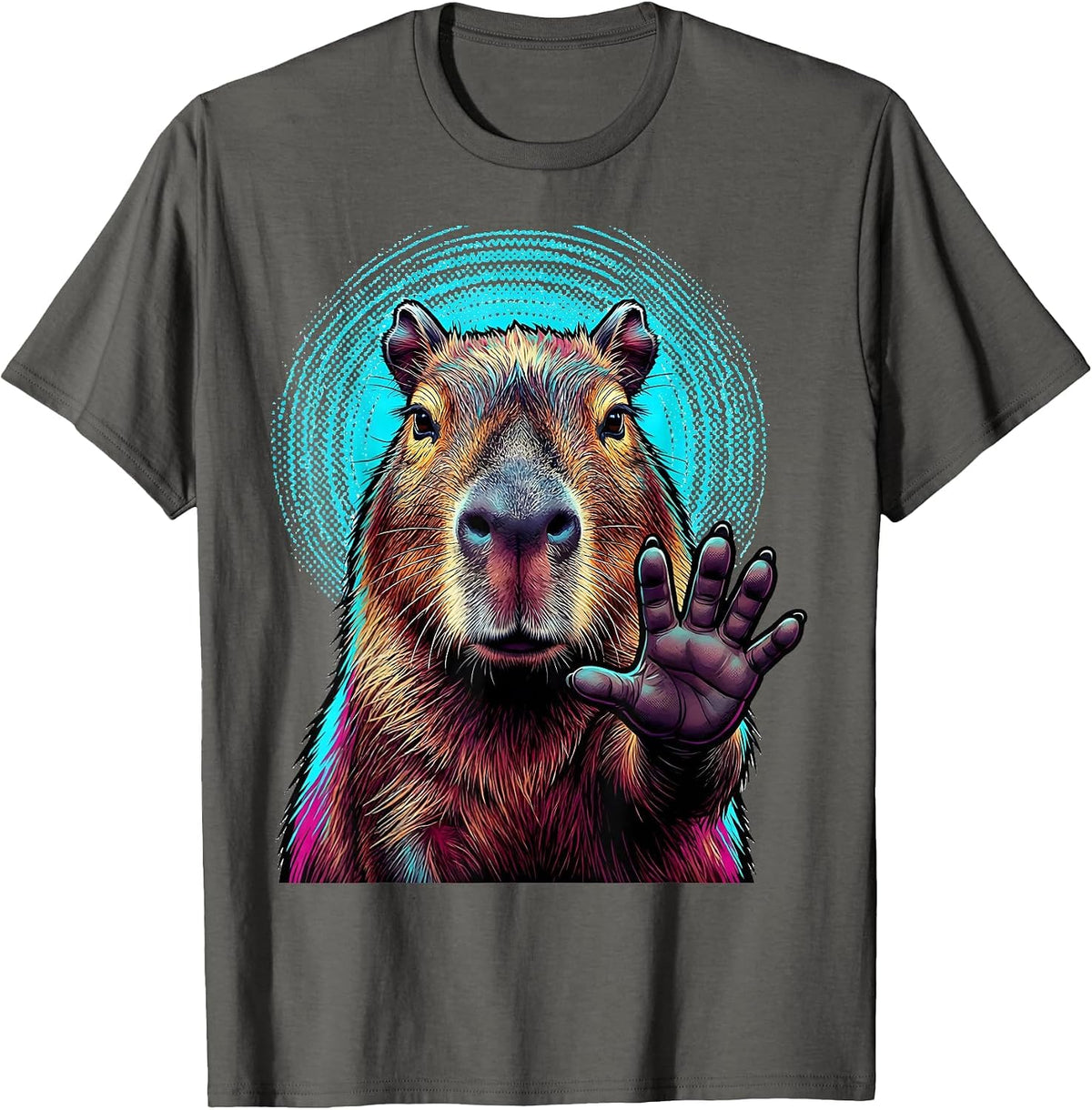 Men's Capybara Pop Art Animal Humor Meme T-Shirt - Asphalt Grey