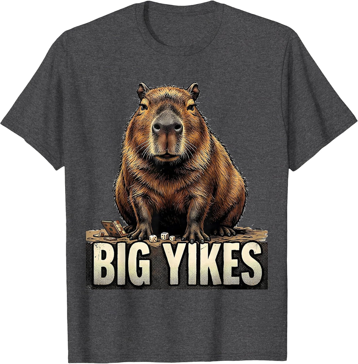 Big Yikes Funny Capybara Animal Meme Gamer Humor T-Shirt - Dark Heather Grey