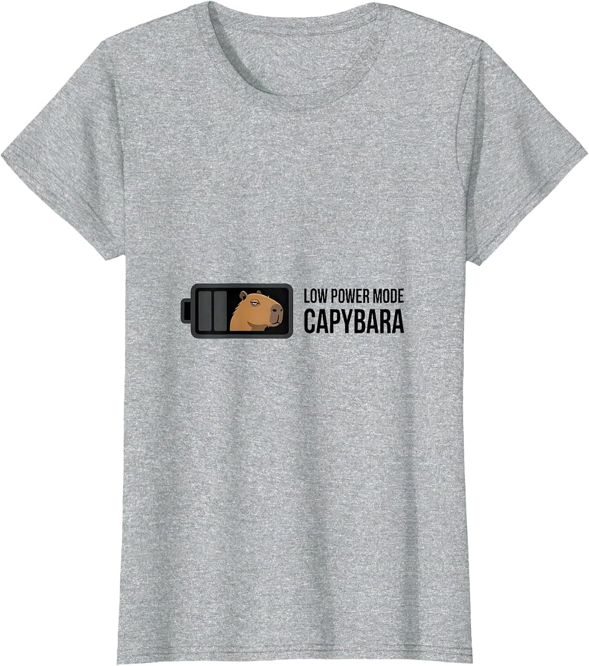 Women's Low Power Mode Capybara Funny Animal Humor Meme T-Shirt - Heather Grey