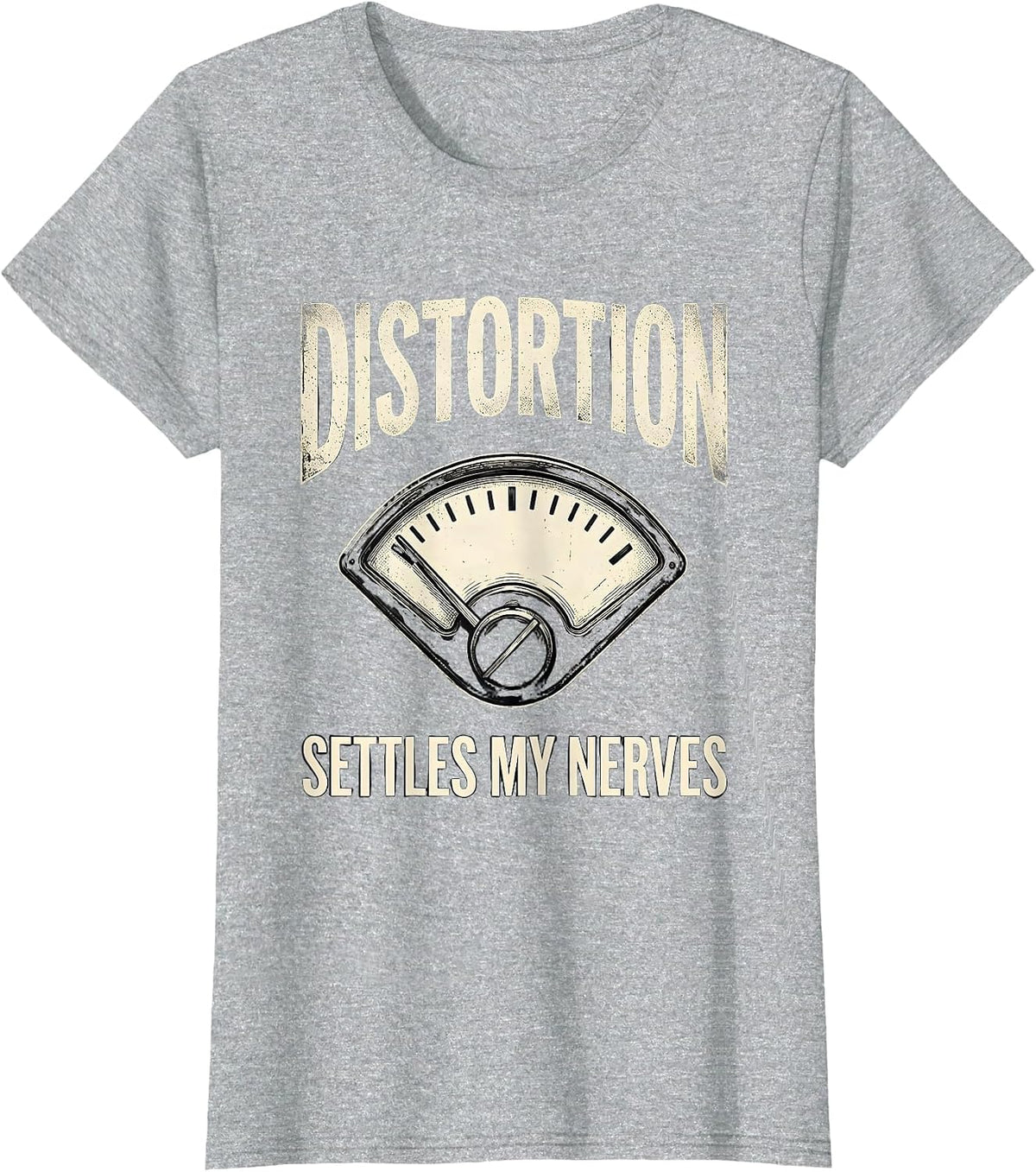 Distortion Settles My Nerves Funny Heavy Metal Music Fan T-Shirt - Heather Grey