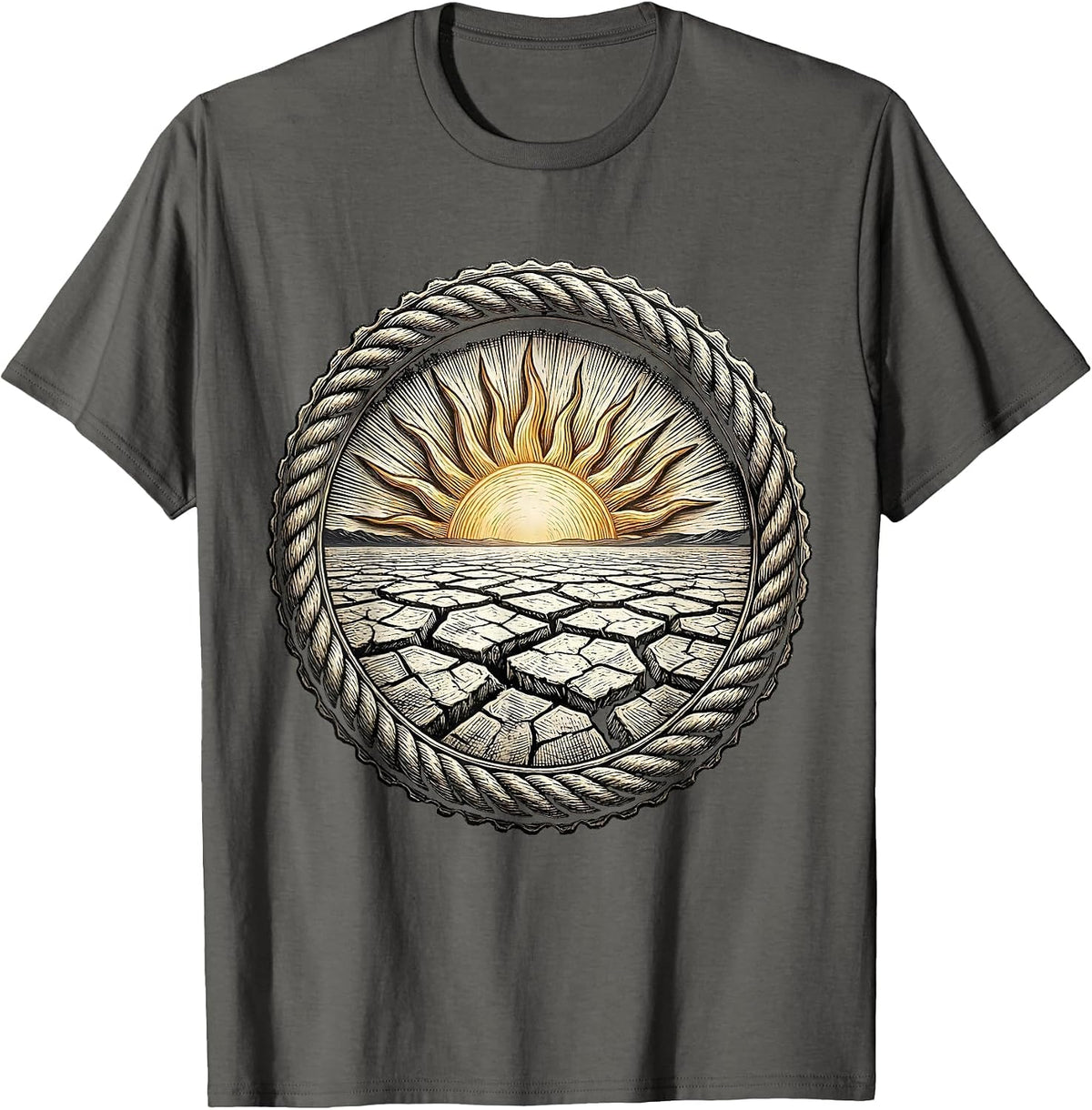 Men's Cracked Salt Flat Desert Scorching Sun Graphic T-Shirt - Asphalt Grey